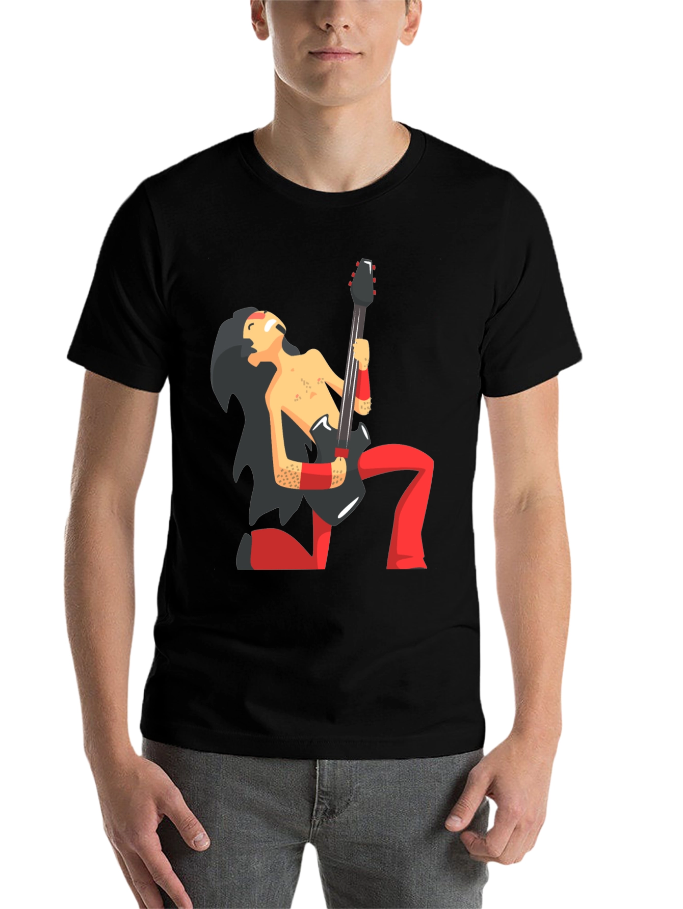 Black Cartoon Rocker Graphic Black T-Shirt view 7