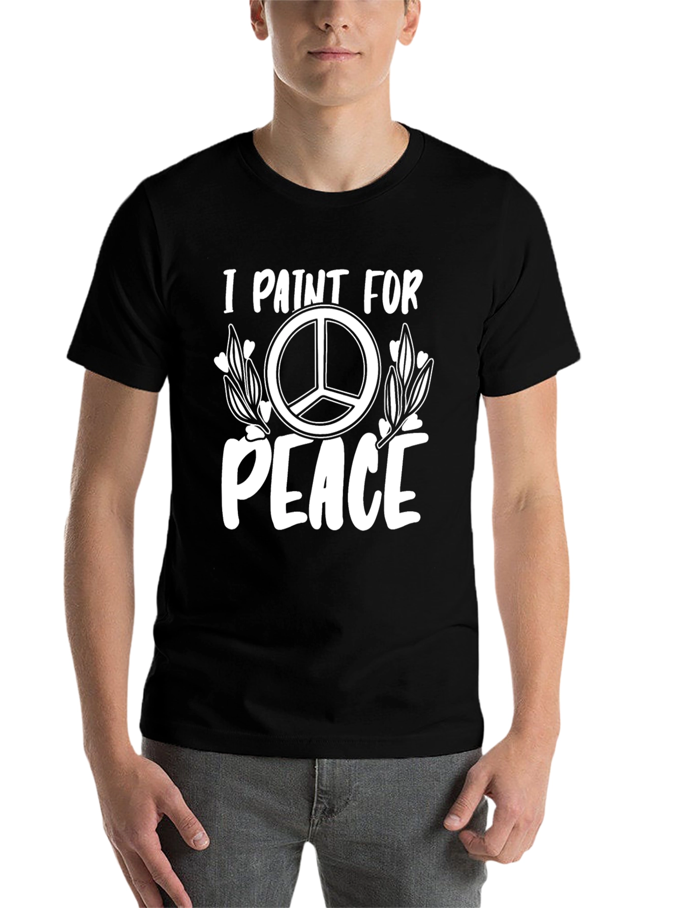Black I Paint For Peace T-Shirt view 7