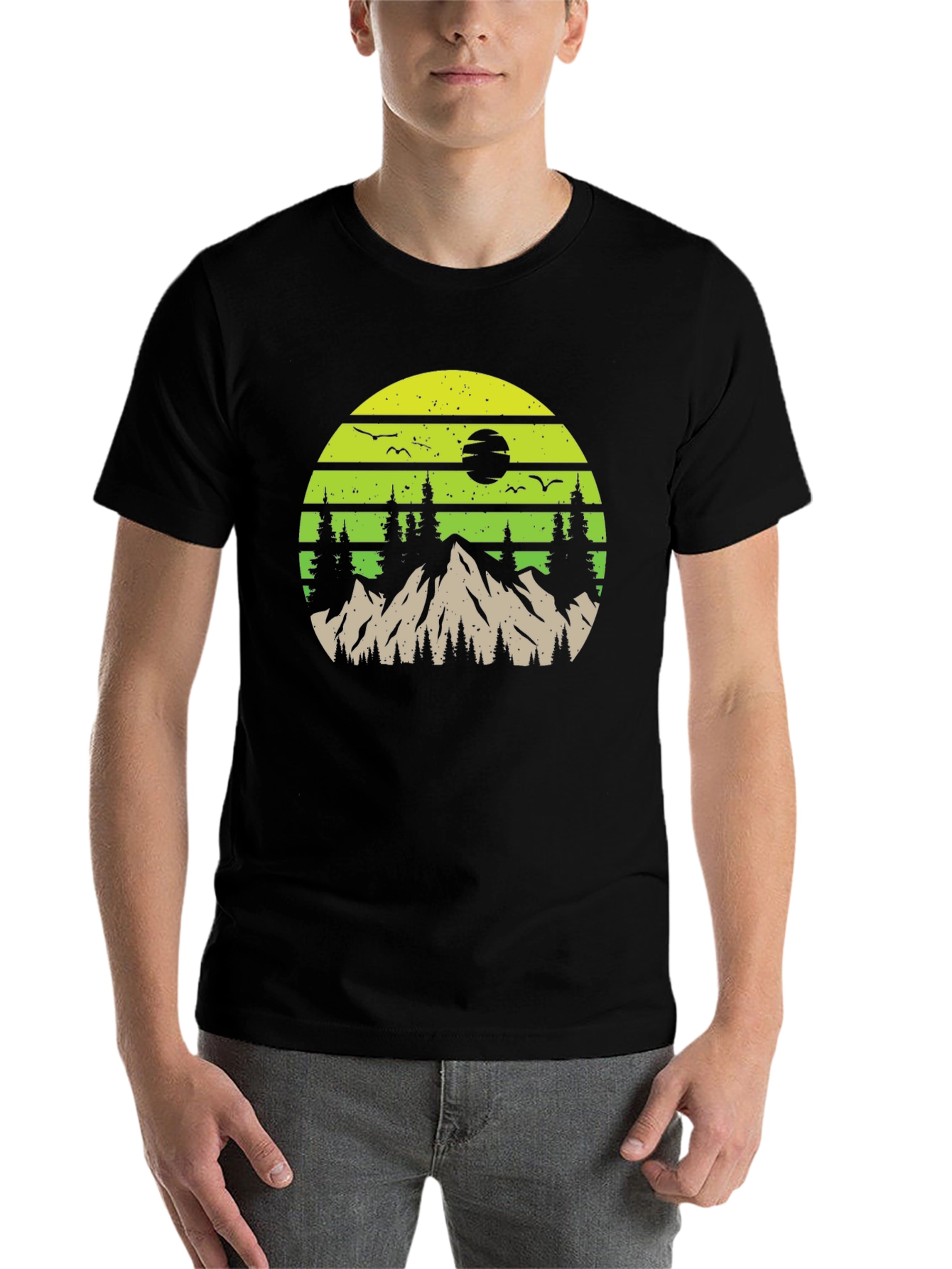Black Nature Mountain Scene Graphic Tee view 7