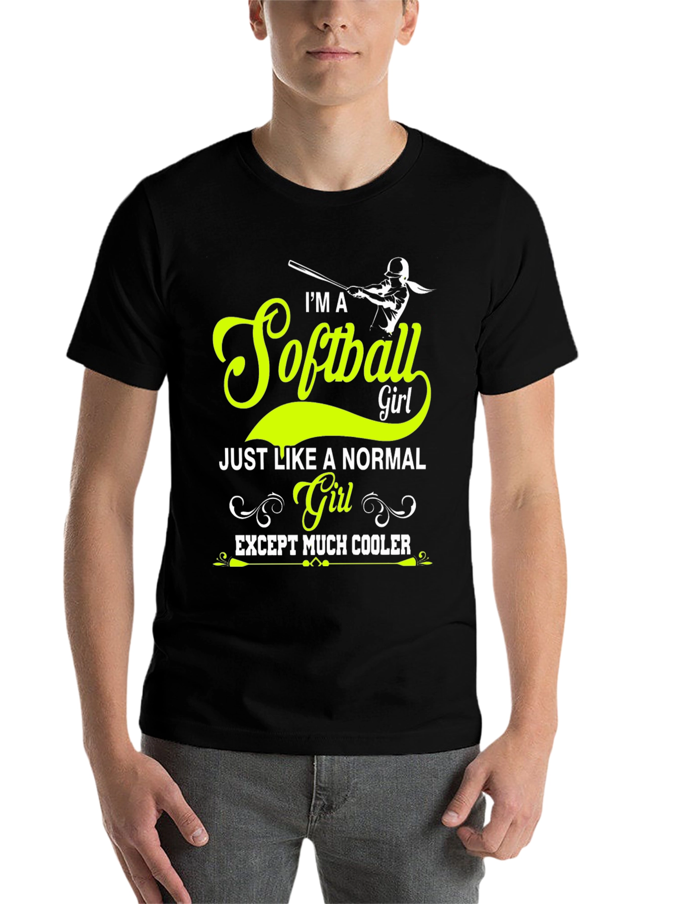 Black Softball Girl T-Shirt - Much Cooler view 7