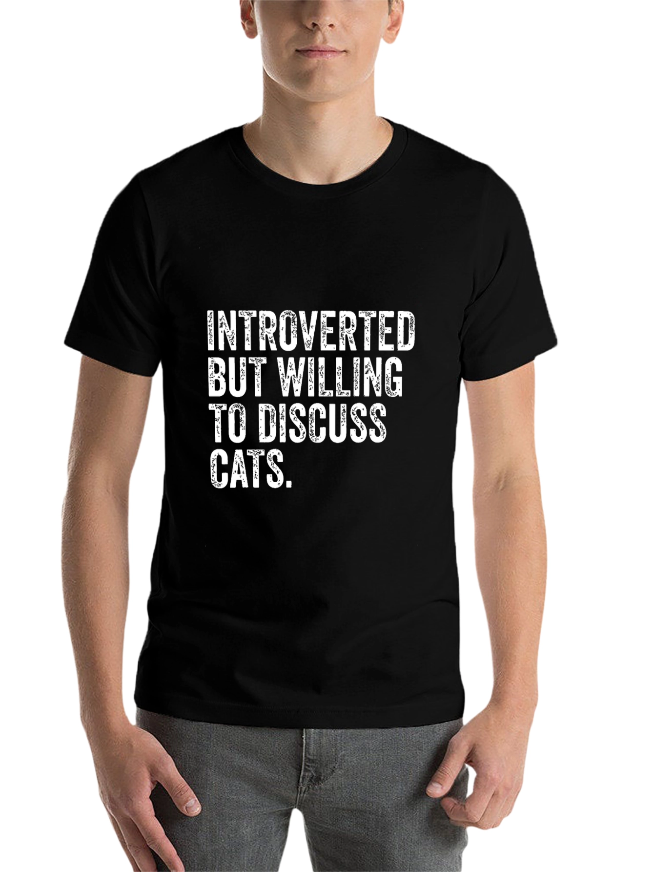 Black Introverted Cat Lover T-Shirt - Funny Tee view 7