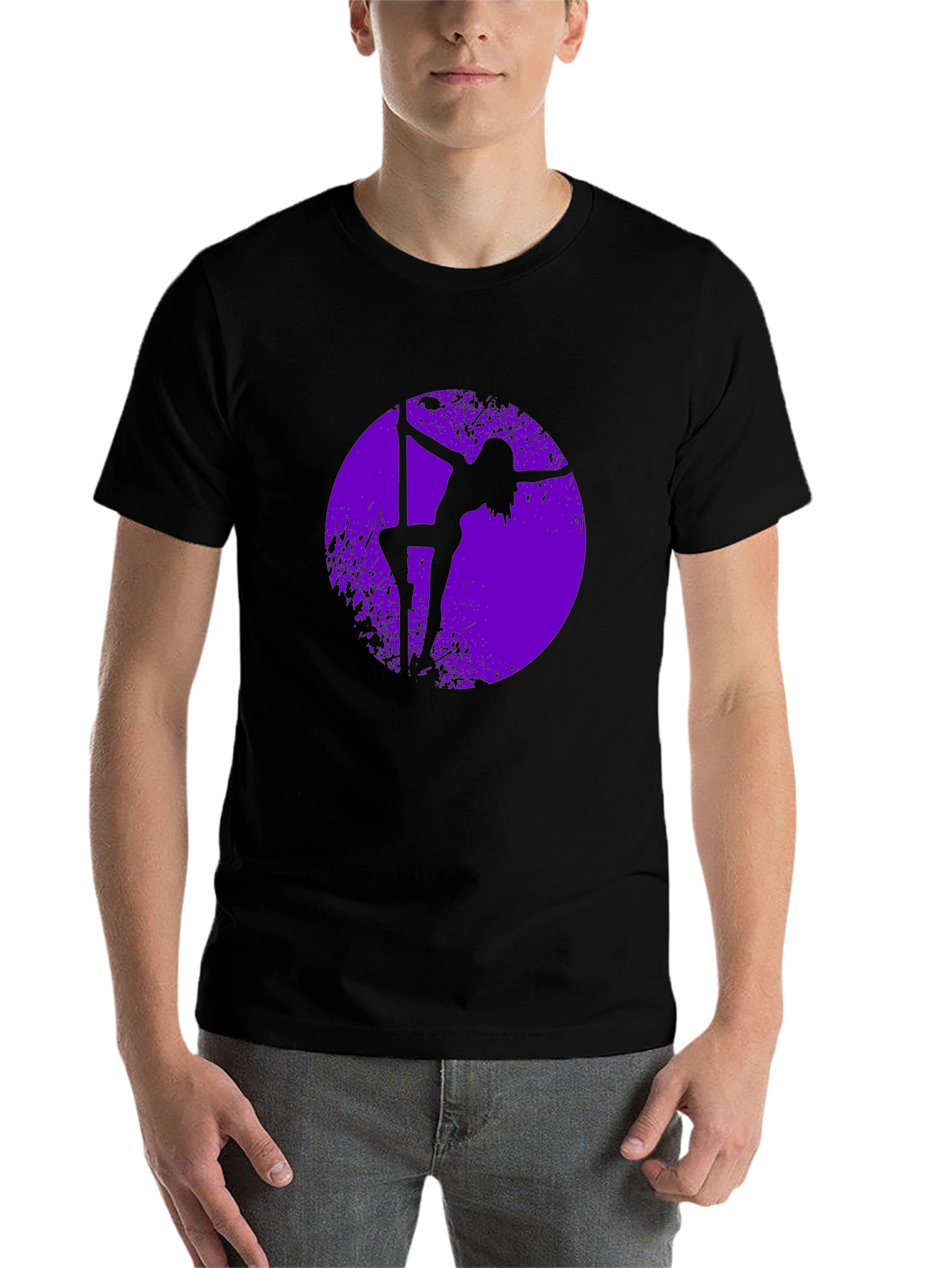 Black Pole Dancer Silhouette Graphic Tee - Black Cotton Shirt view 7