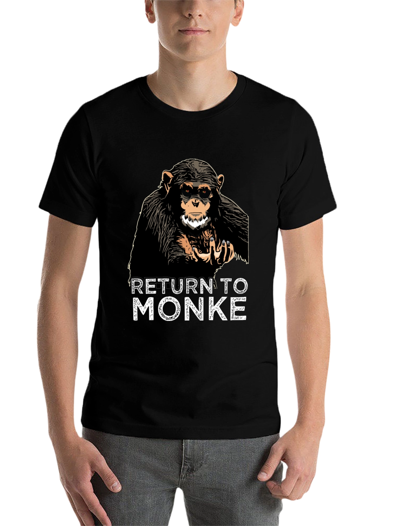Black Return to Monke T-Shirt Funny Ape Tee view 7