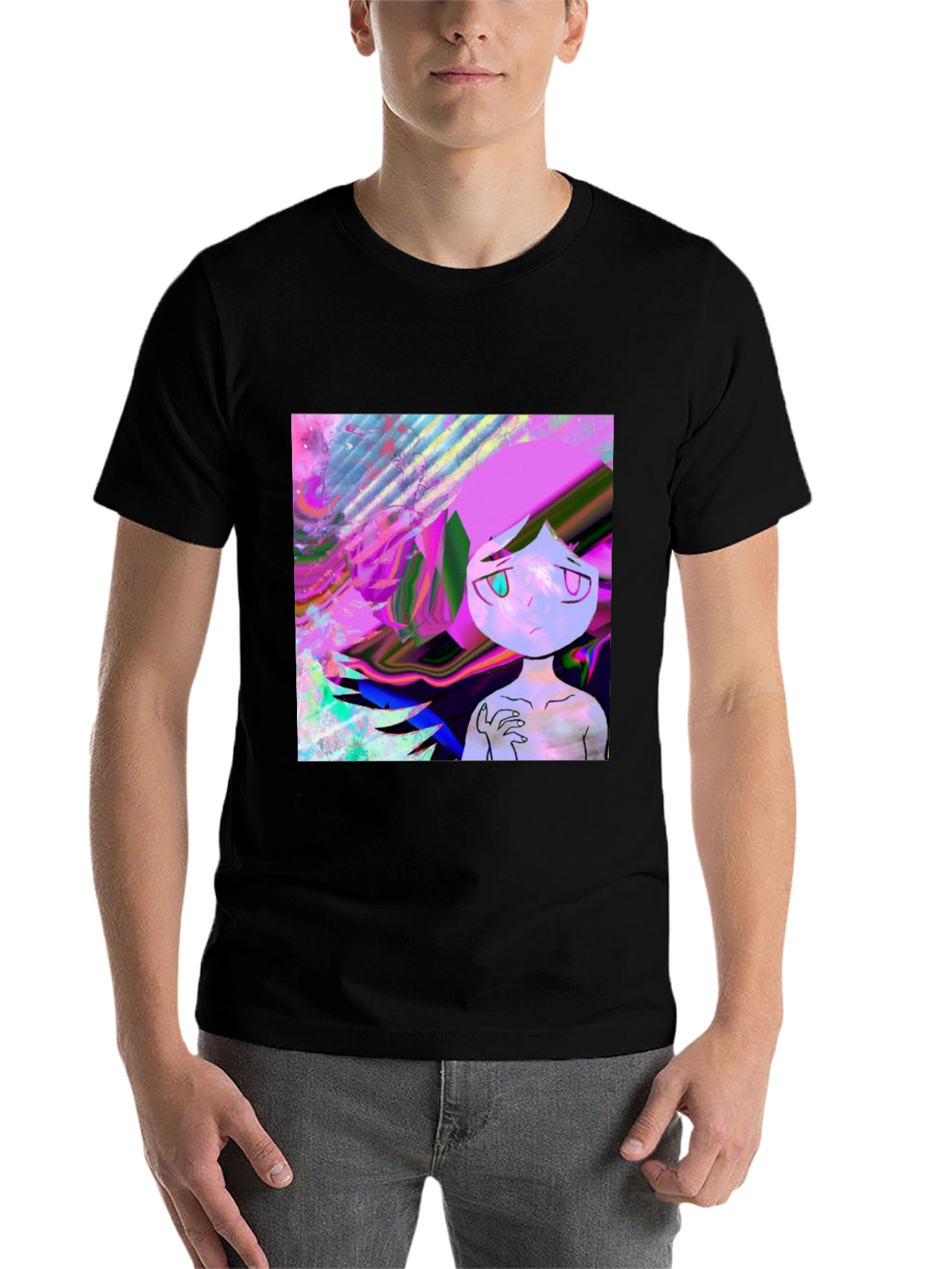 Black Abstract Art T-Shirt - Edgy Graphic Tee view 7