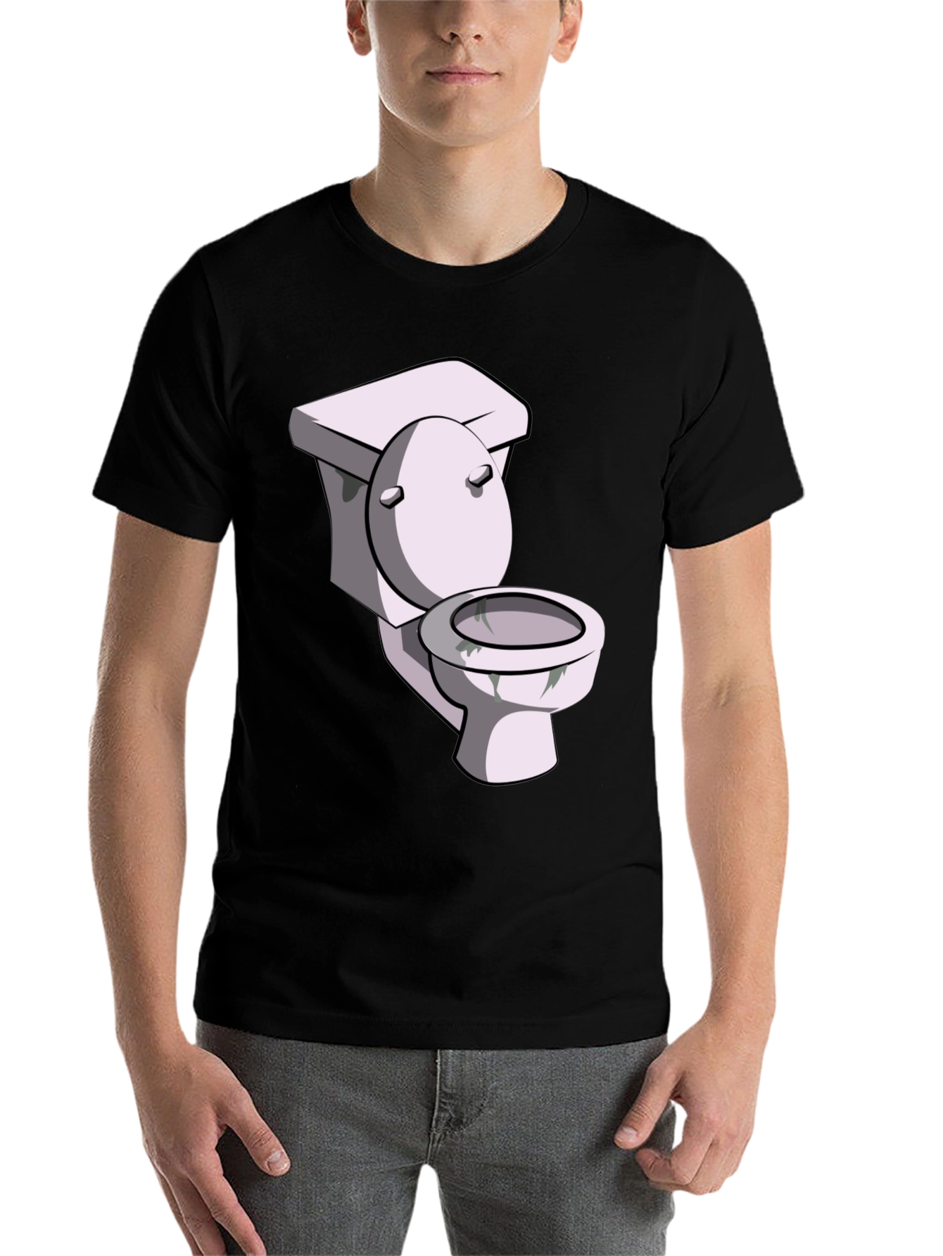 Black Toilet Humor Graphic Tee - Black Cotton T-Shirt view 7