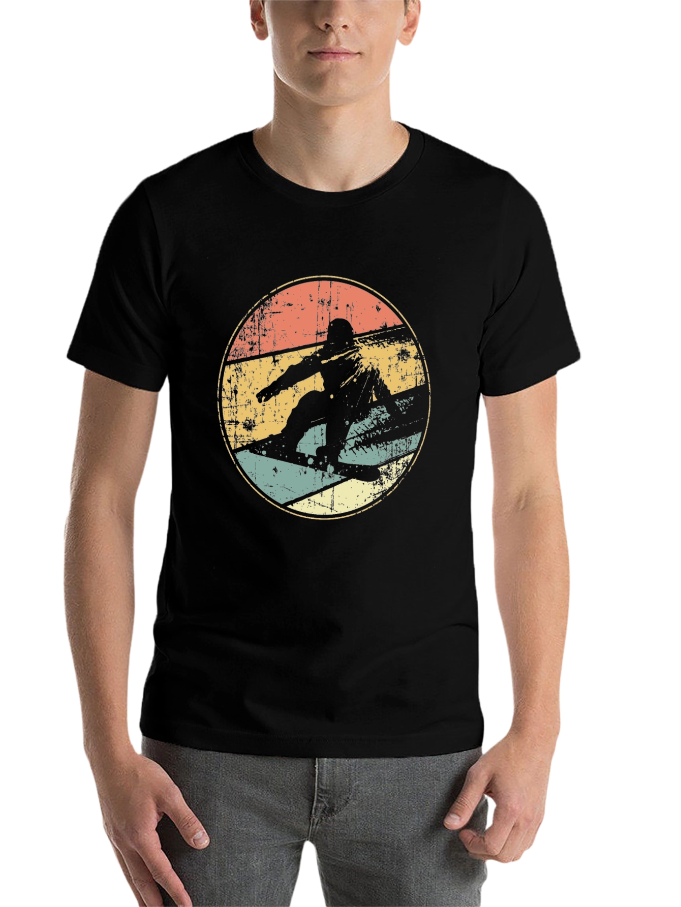 Black Retro Snowboarder T-Shirt Vintage Style Graphic Tee view 7
