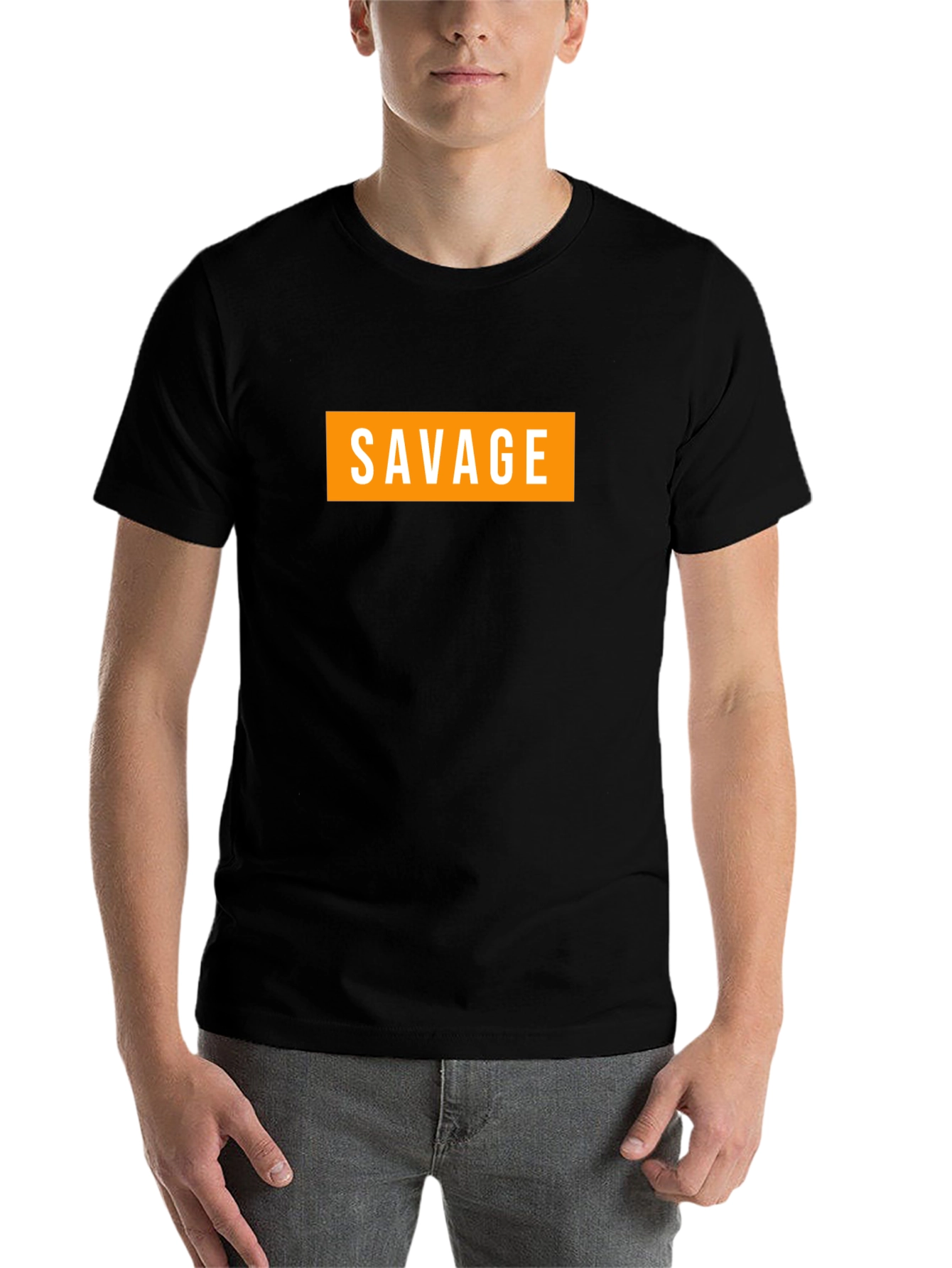 Black Men's Savage Graphic Tee - Bold Streetwear Style view 7