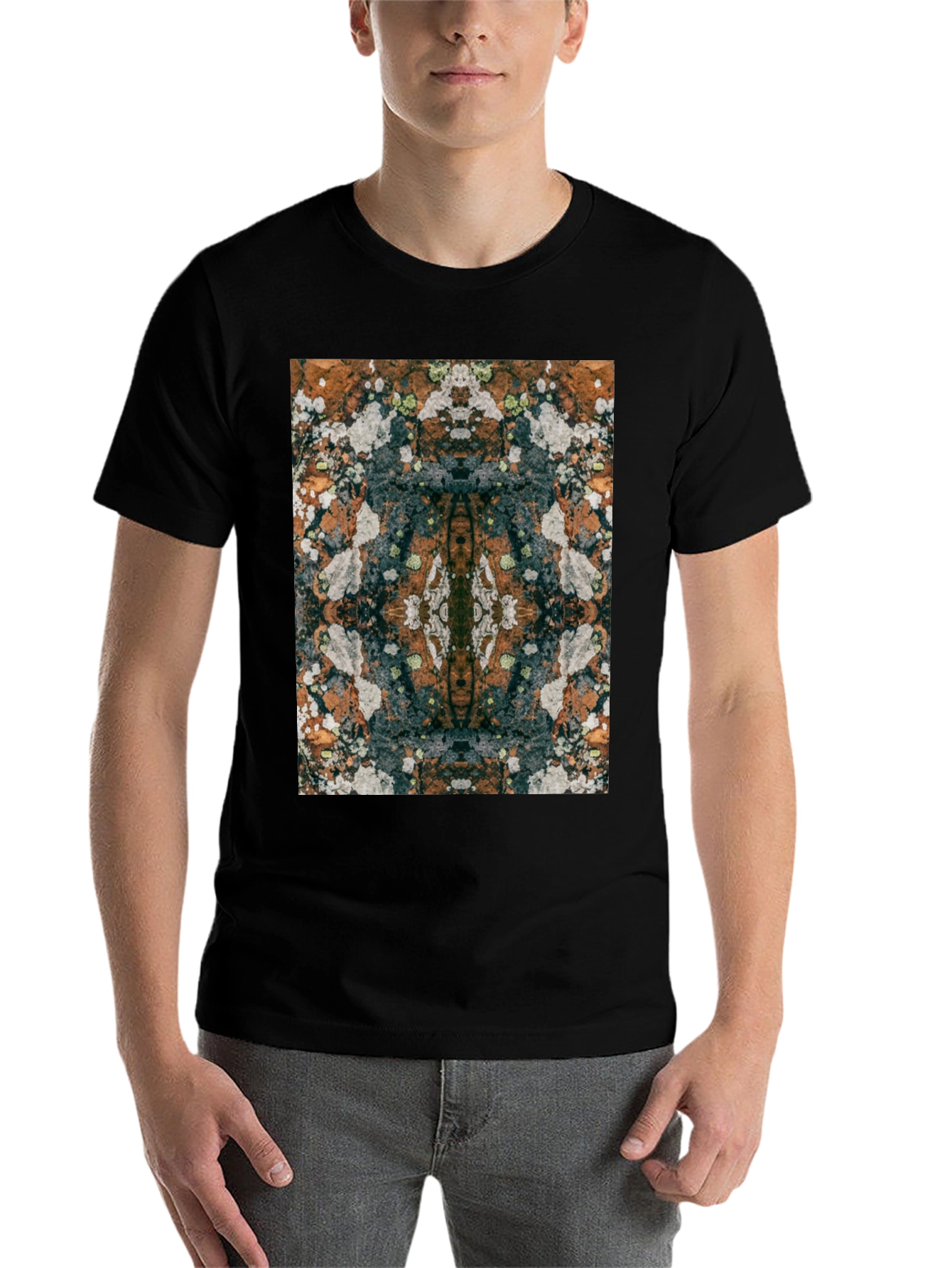 Black Abstract Graphic Print T-Shirt view 7