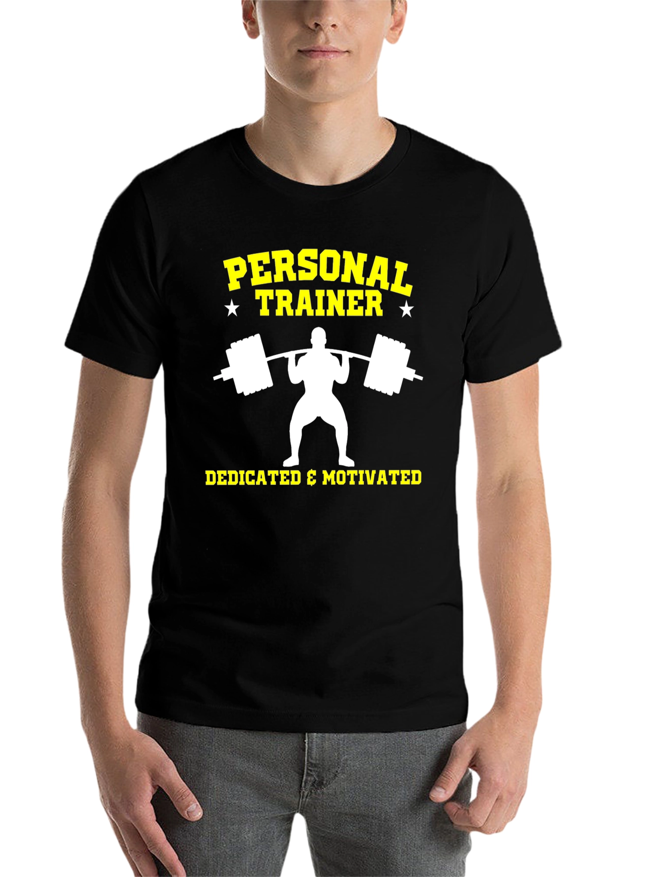 Black Personal Trainer T-Shirt - Dedicated & Motivated Workout Tee view 7