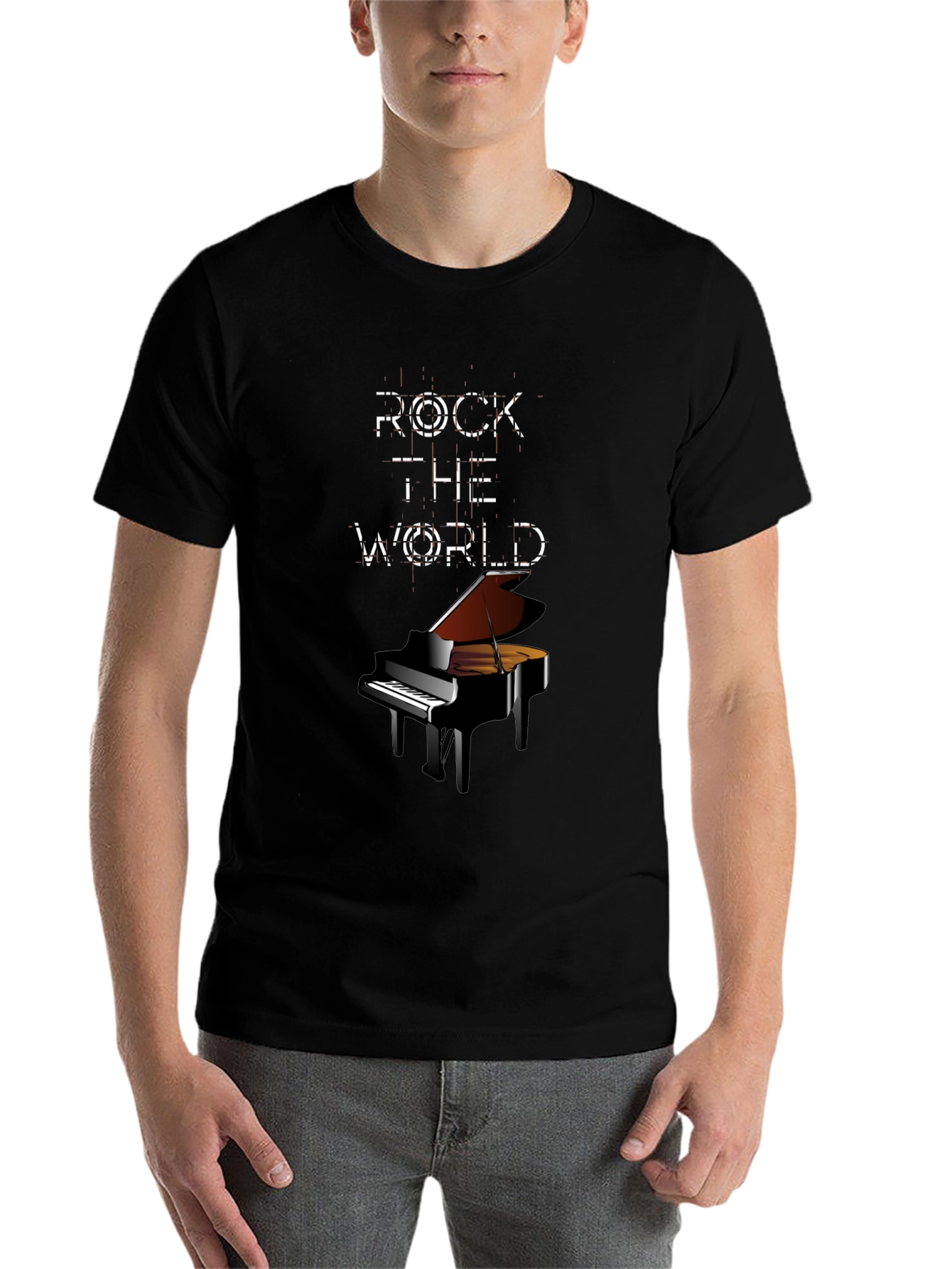 Black Rock the World Piano Graphic Tee - Black view 7