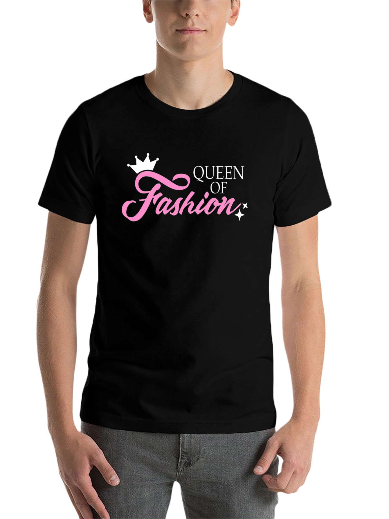Black Queen of Fashion Graphic Tee - Black Cotton T-Shirt view 7