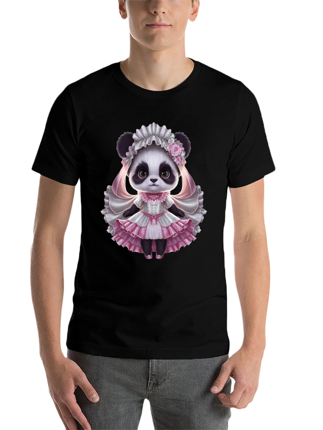 Black Panda Princess T-Shirt - Cute Animal Graphic Tee view 7
