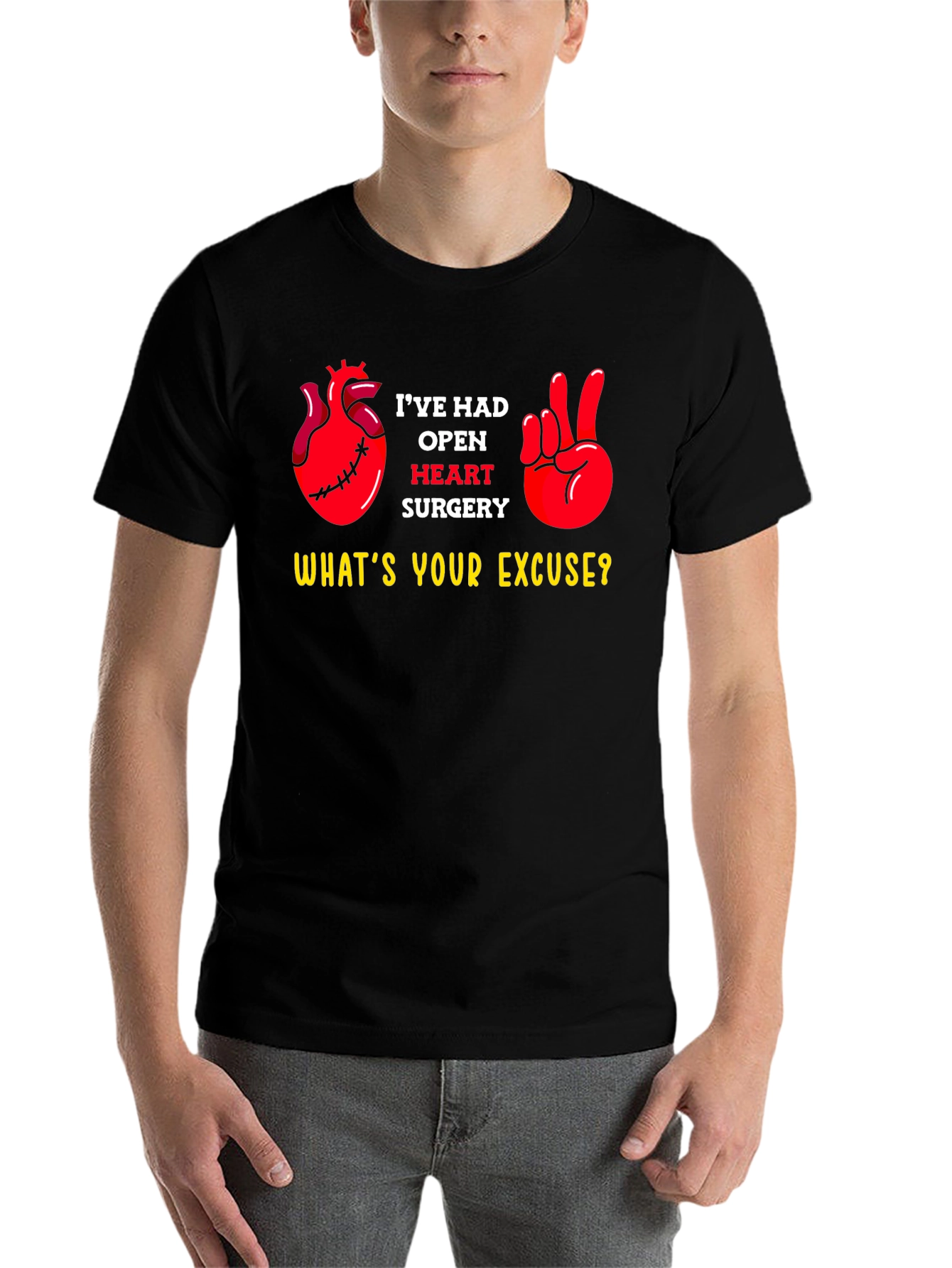 Black Open Heart Surgery Excuse T-Shirt view 7