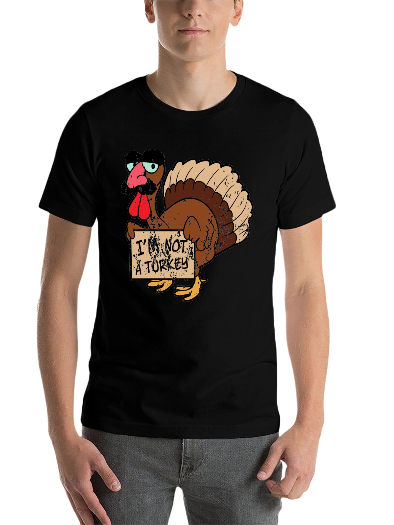 Black Funny Turkey in Disguise T-Shirt - Thanksgiving Humor view 7