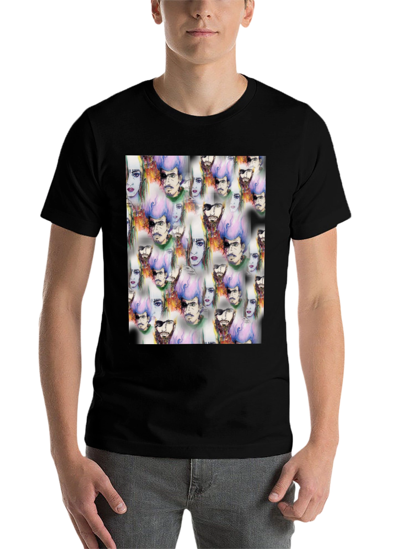 Black Unique Graphic Print T-Shirt view 7