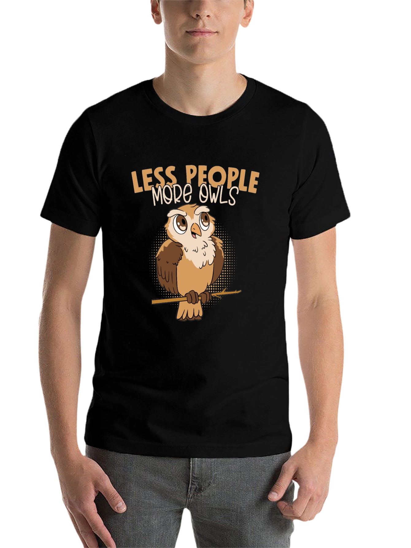 Black Less People More Owls Graphic Tee view 7