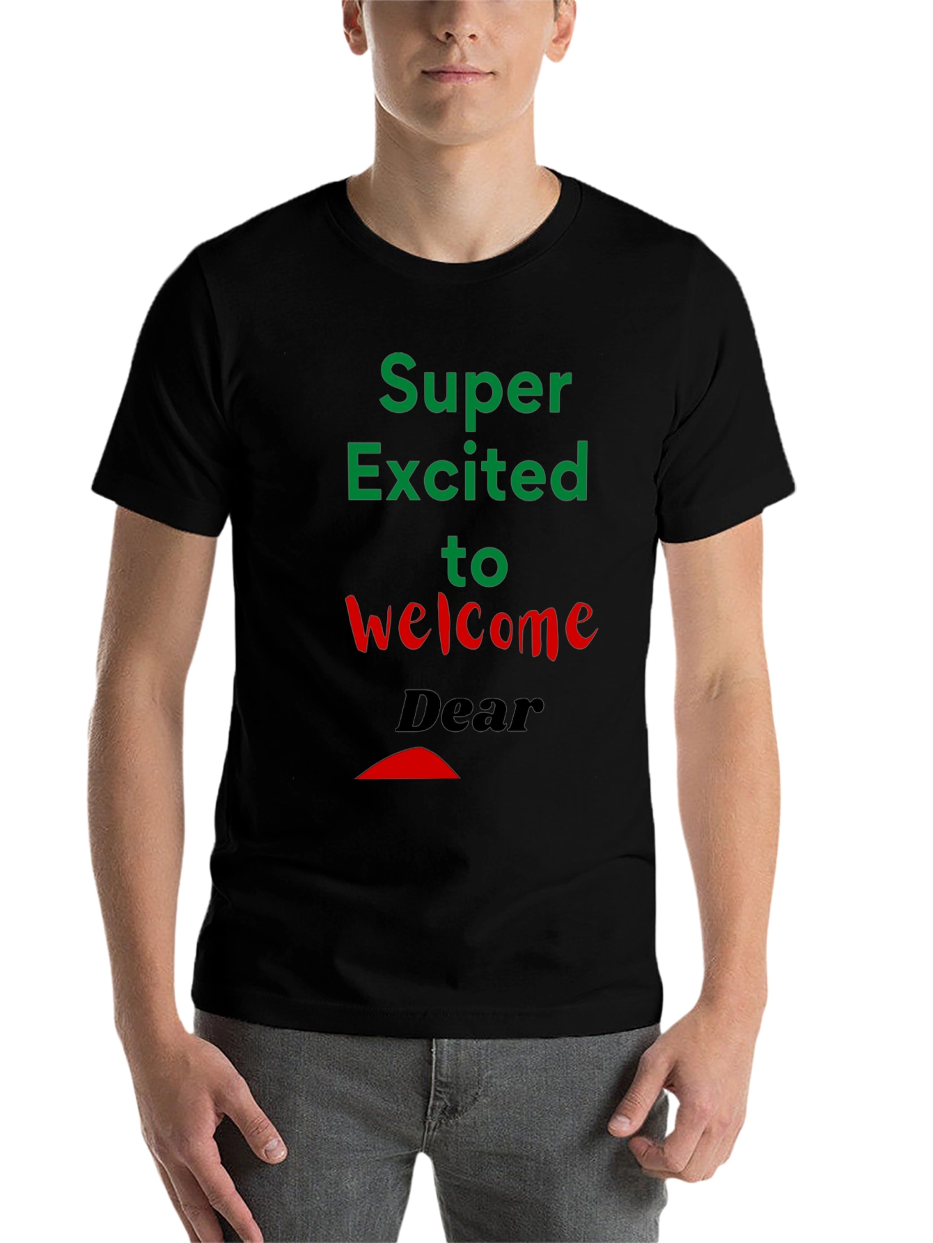 Black Super Excited Welcome T-Shirt view 7