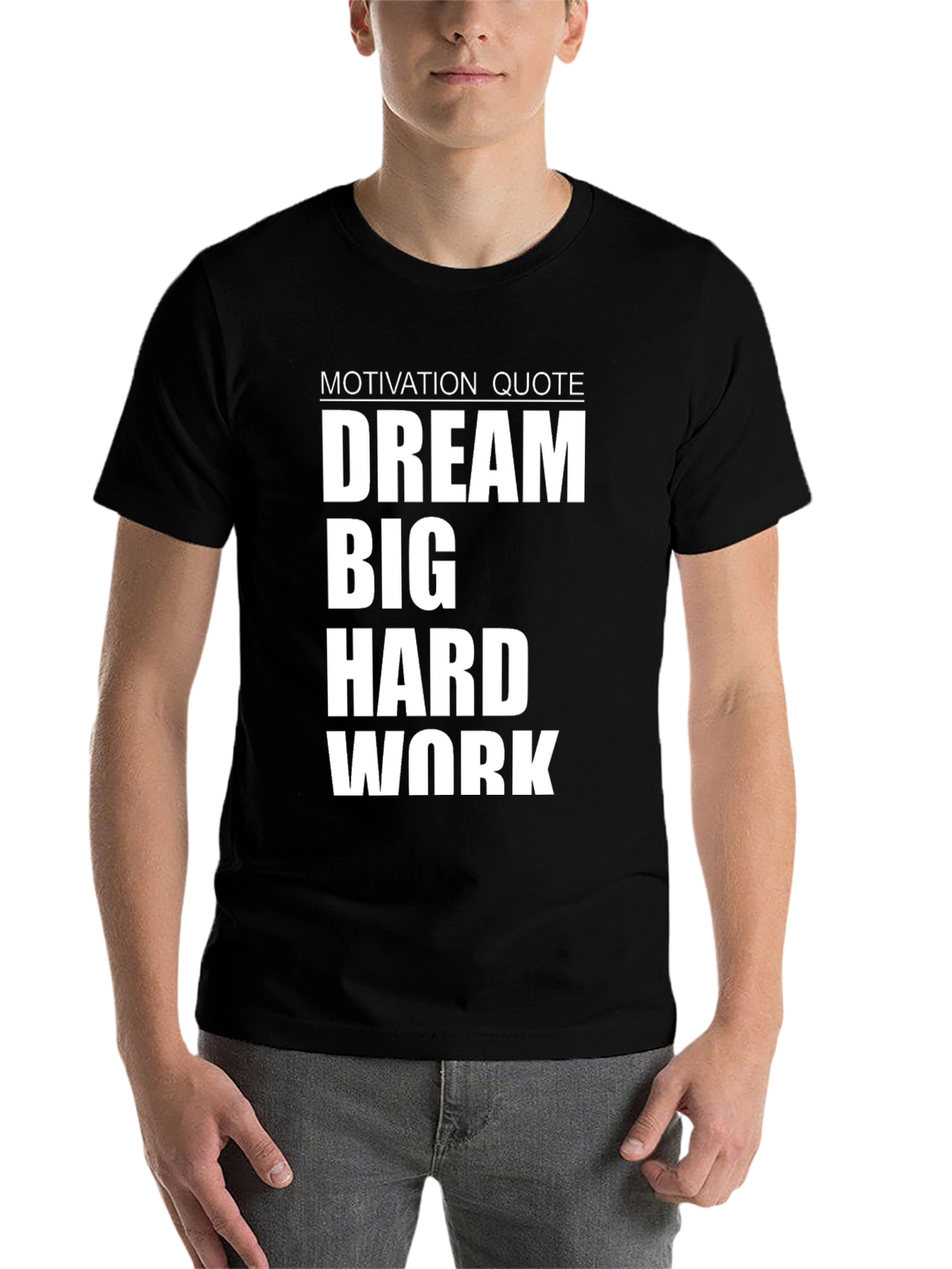 Black Dream Big Hard Work T-Shirt - Motivational Black Tee view 7