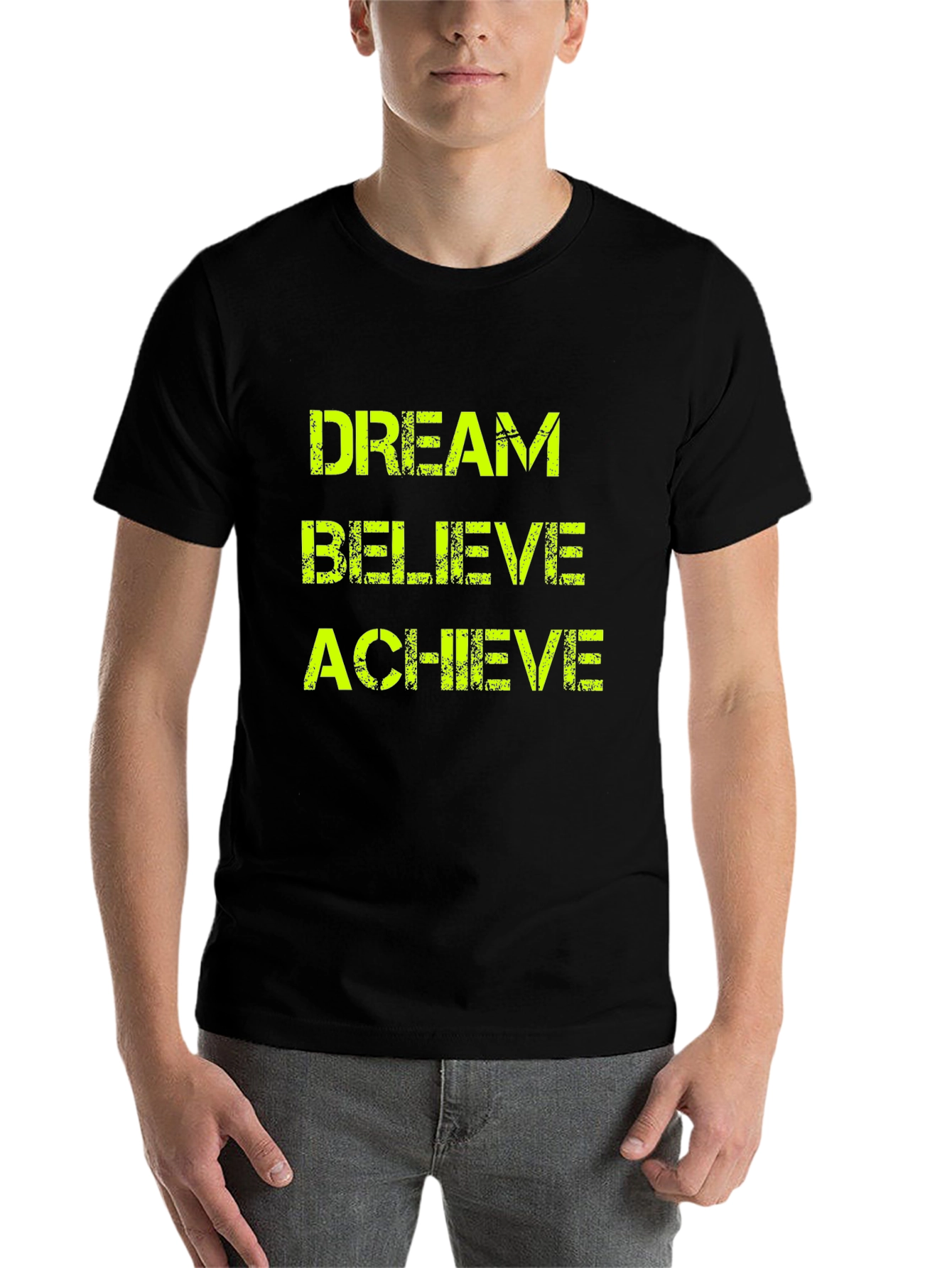 Black Dream Believe Achieve Graphic Tee - Black view 7