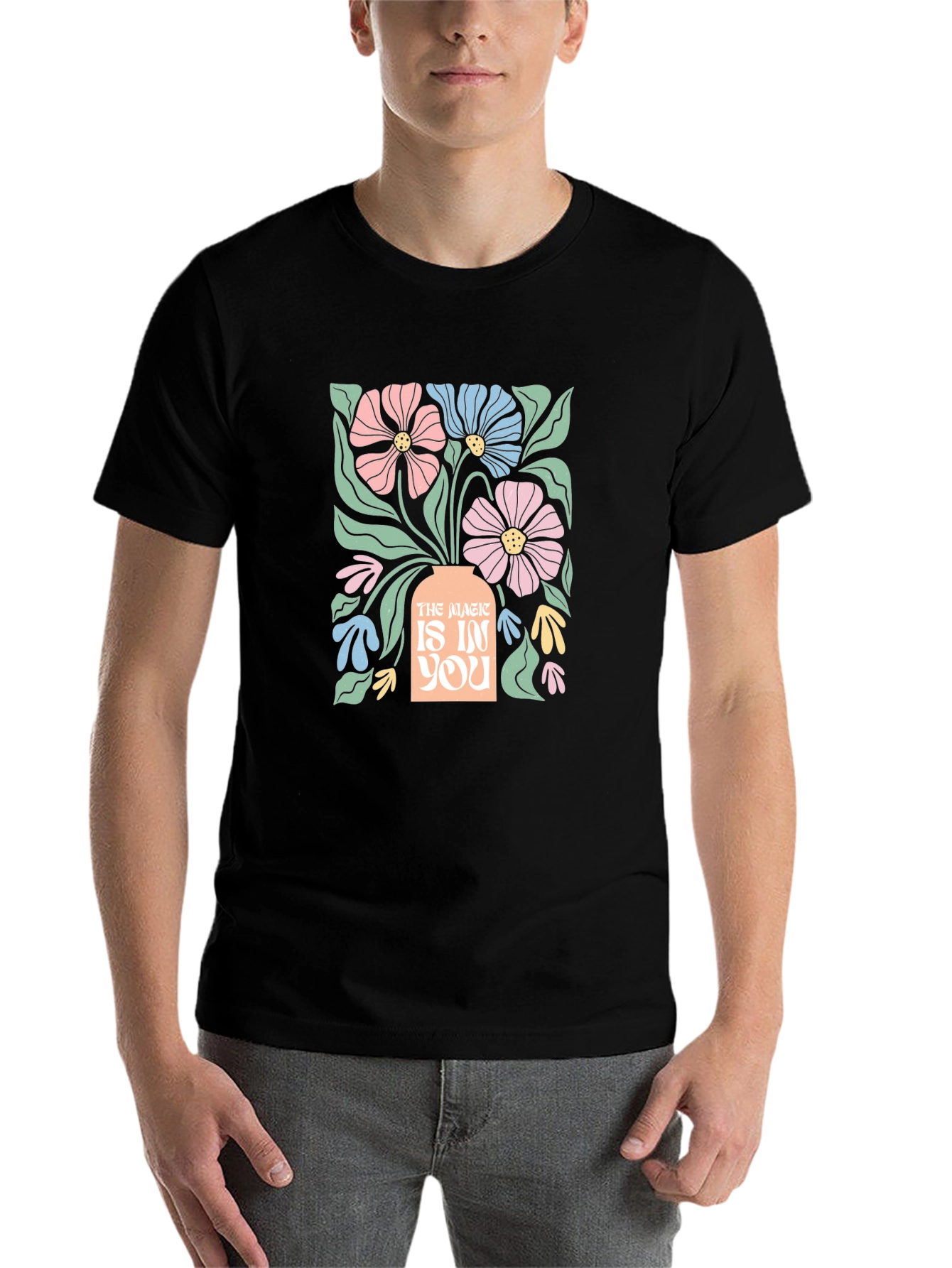 Black Floral Magic Graphic Tee - Stylish Comfort view 7