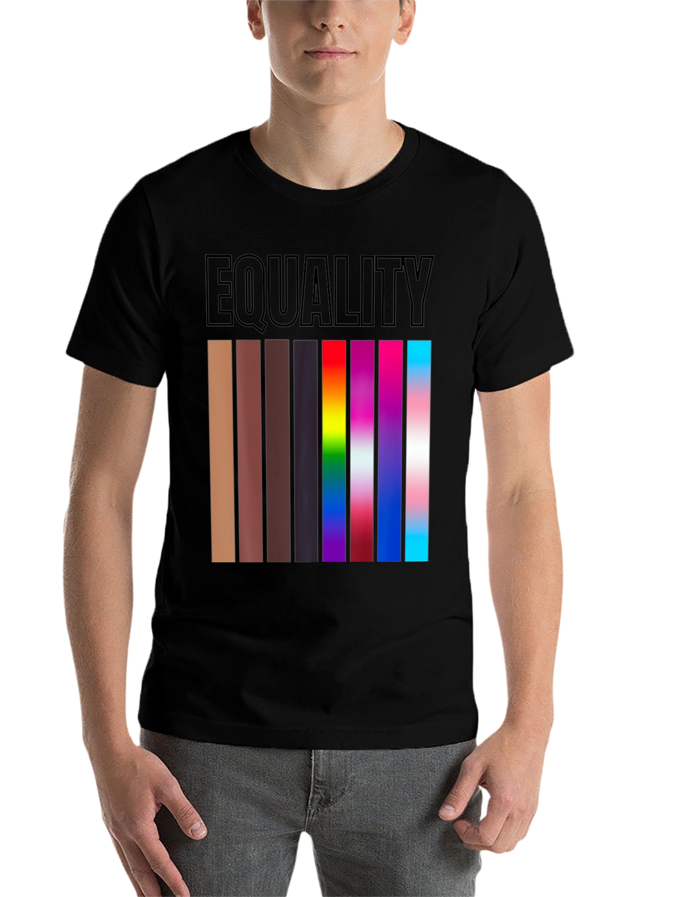 Black Equality T-Shirt Diverse Skin Tones & LGBTQ+ Pride view 7