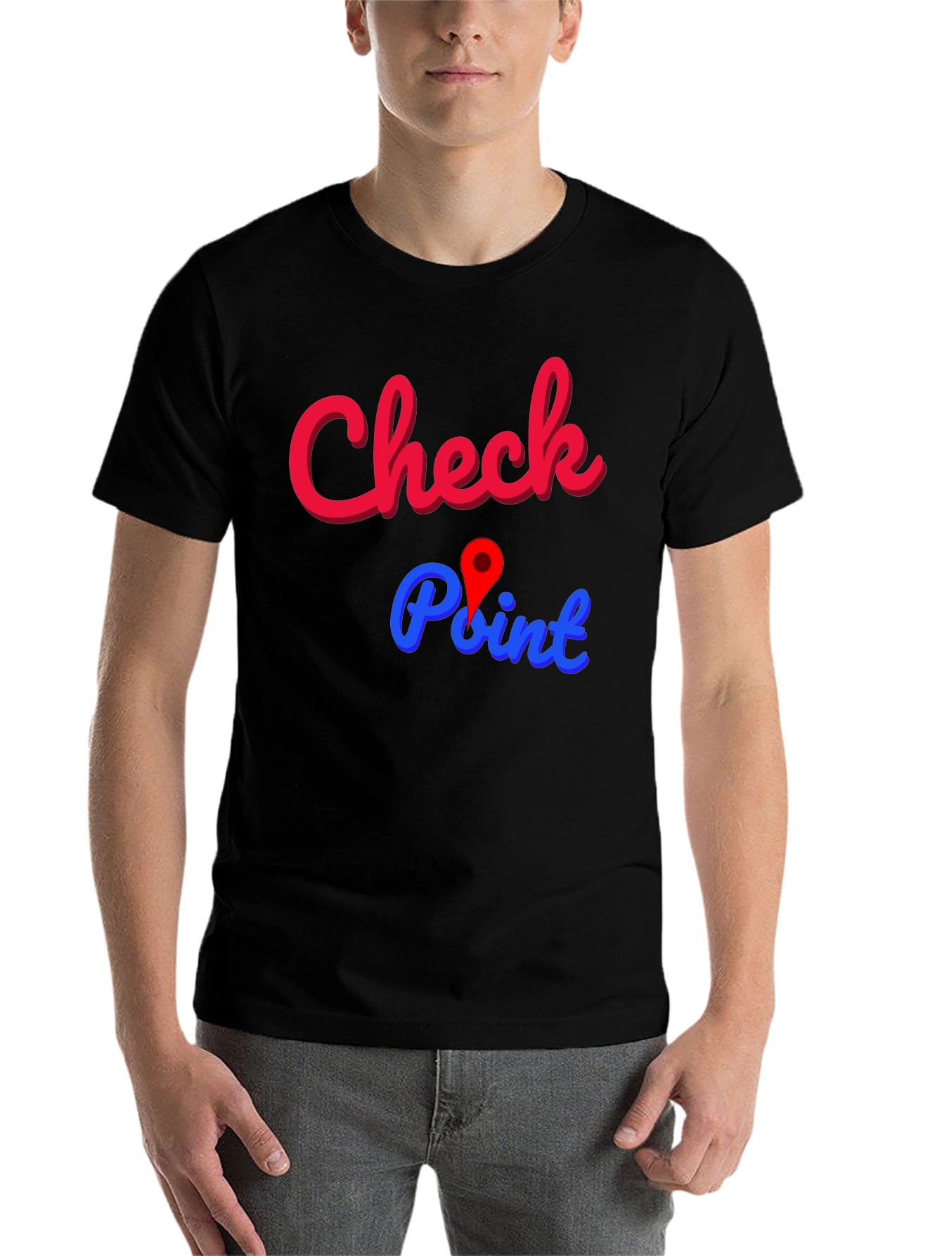 Black Check Point Graphic Tee - Stylish Cotton Blend view 7