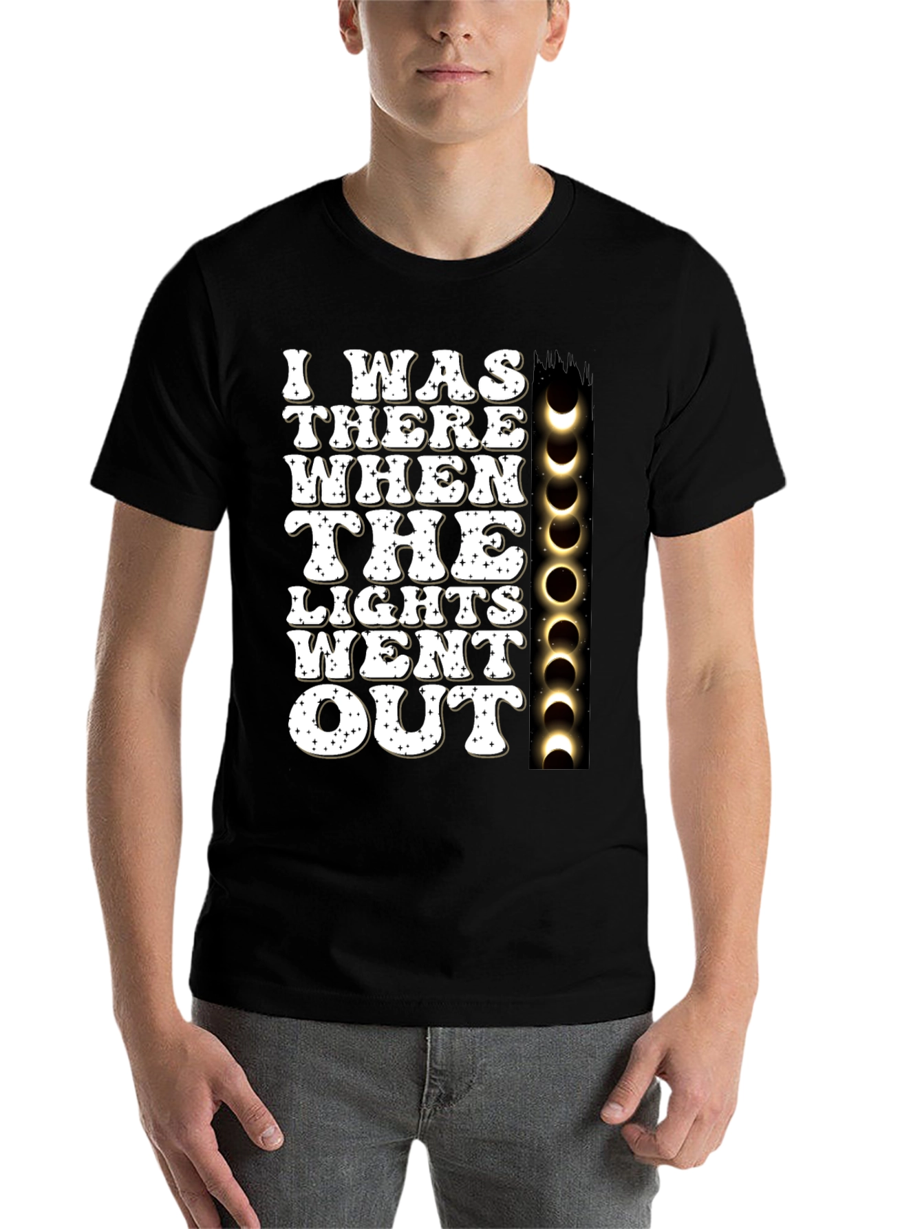 Black I Was There When The Lights Went Out T-Shirt view 7