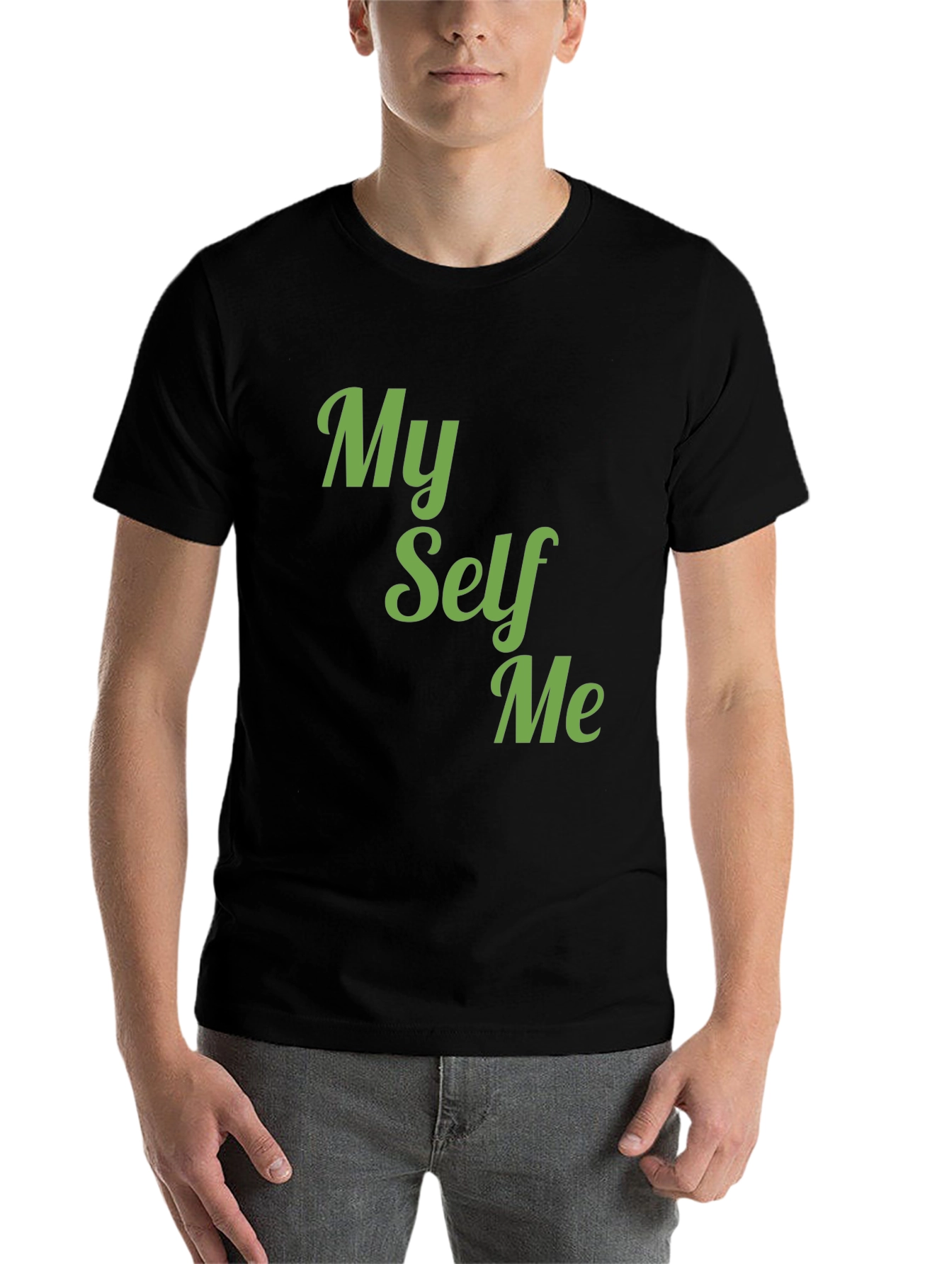 Black My Self Me Graphic Tee - Soft Cotton Blend T-Shirt view 7