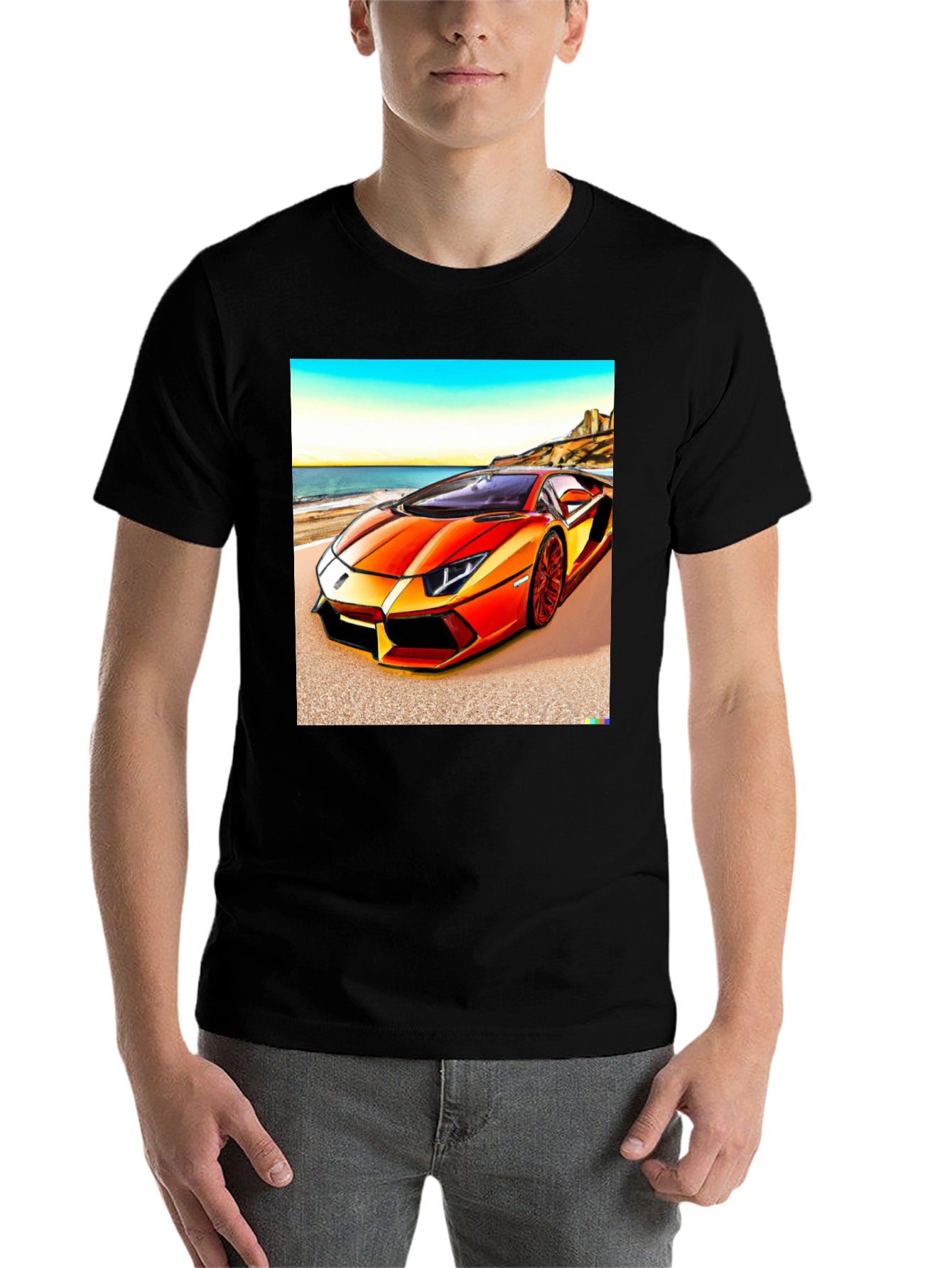 Black Orange Lamborghini T-Shirt view 7