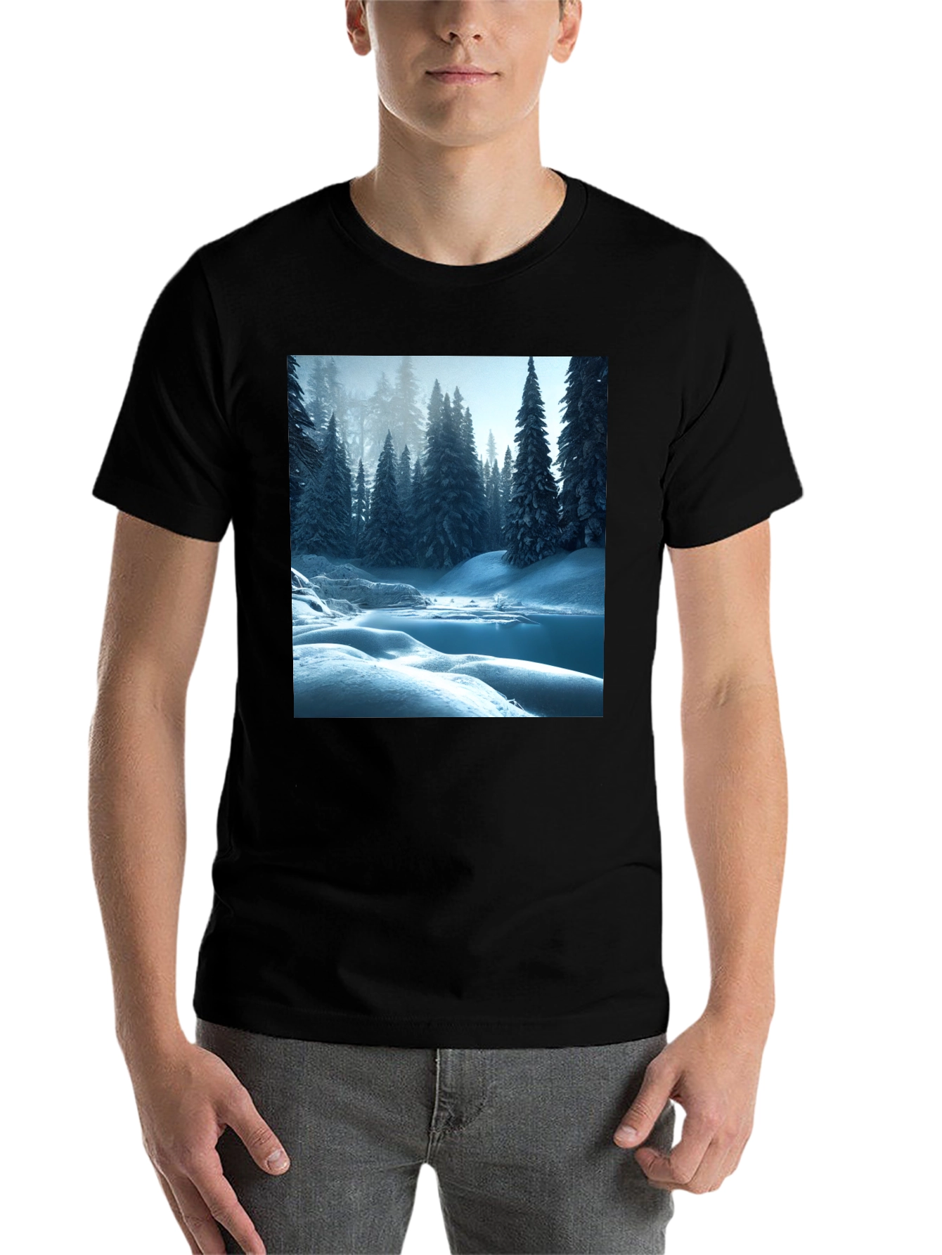 Black Winter Wonderland Graphic Tee - Black view 7