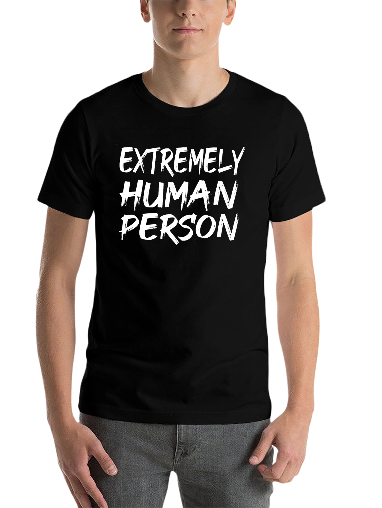 Black Extremely Human Person Graphic Tee - Black view 7