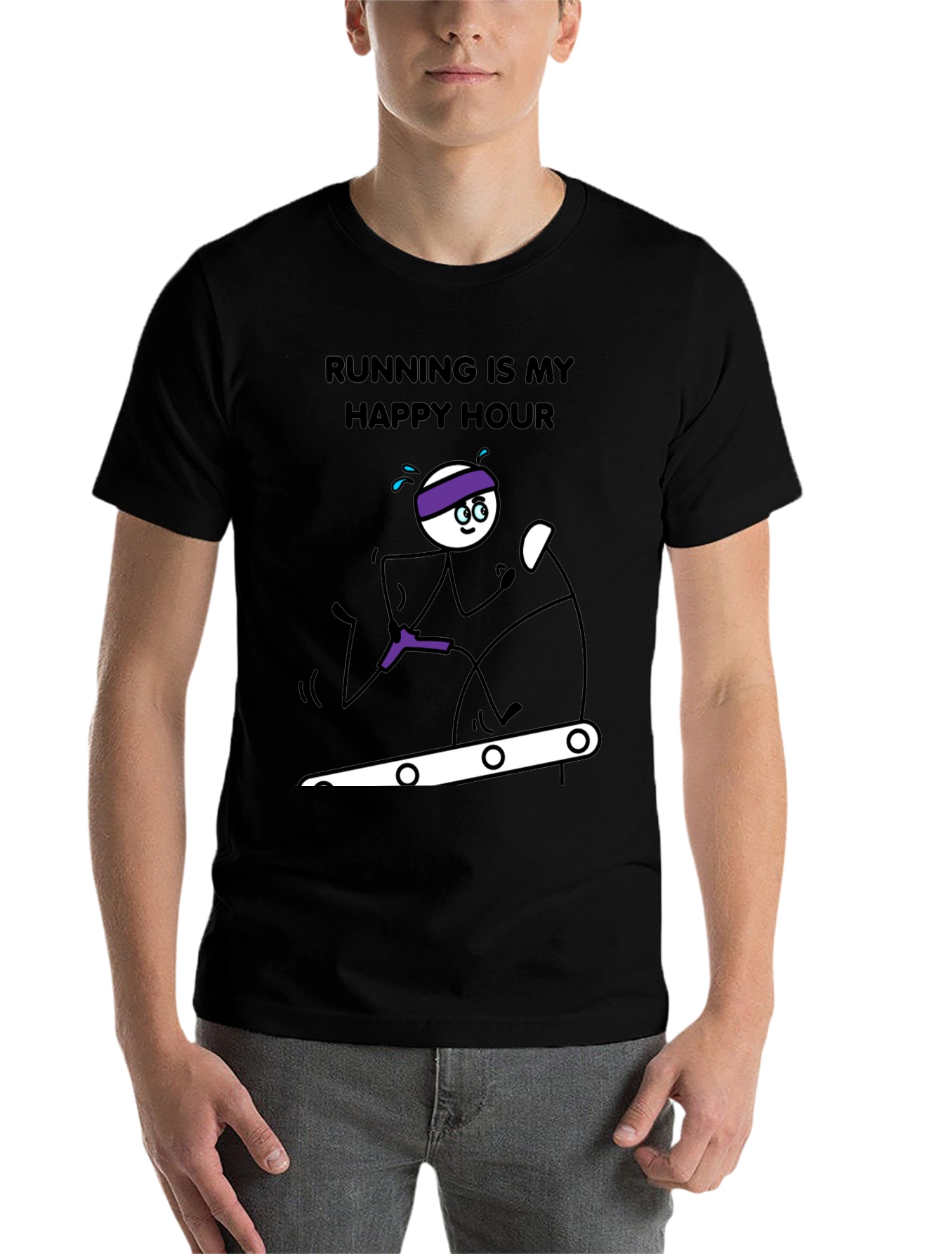 Black Running is My Happy Hour T-Shirt view 7