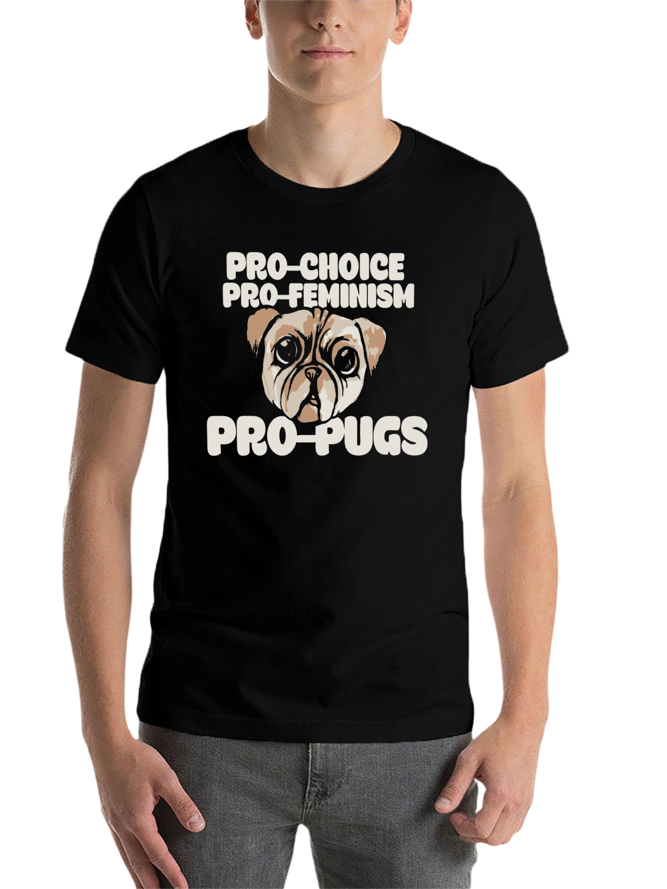 Black Pro-Choice Pro-Feminism Pro-Pugs Graphic Tee view 7