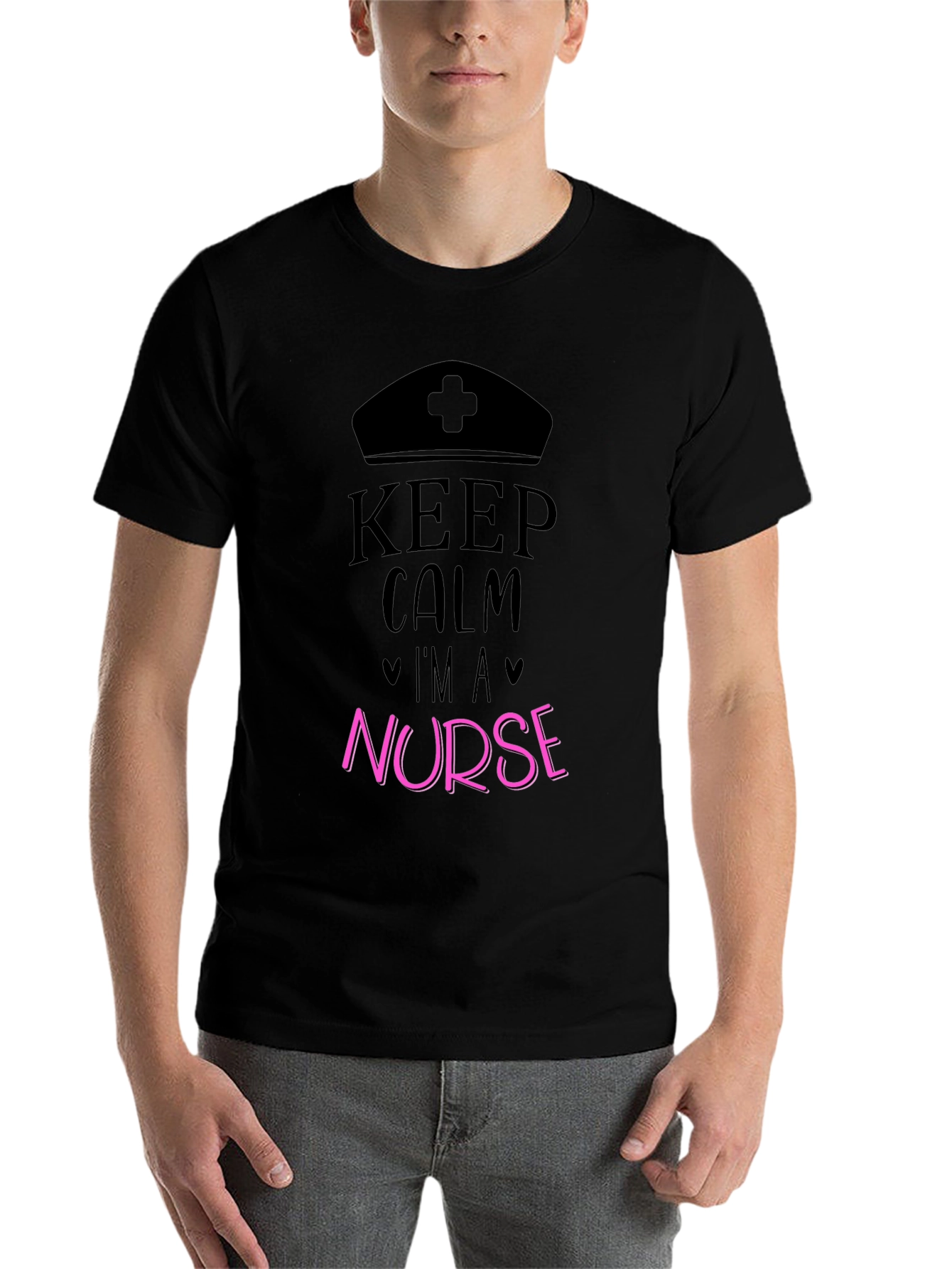 Black Keep Calm I'm A Nurse Black T-Shirt view 7