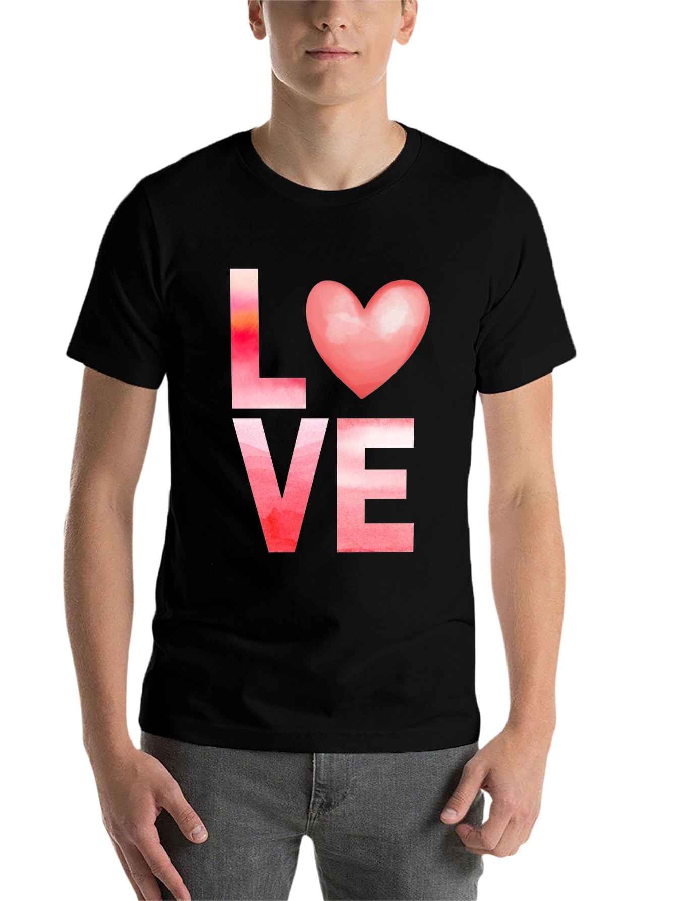 Black Love Heart Valentine T-Shirt view 7