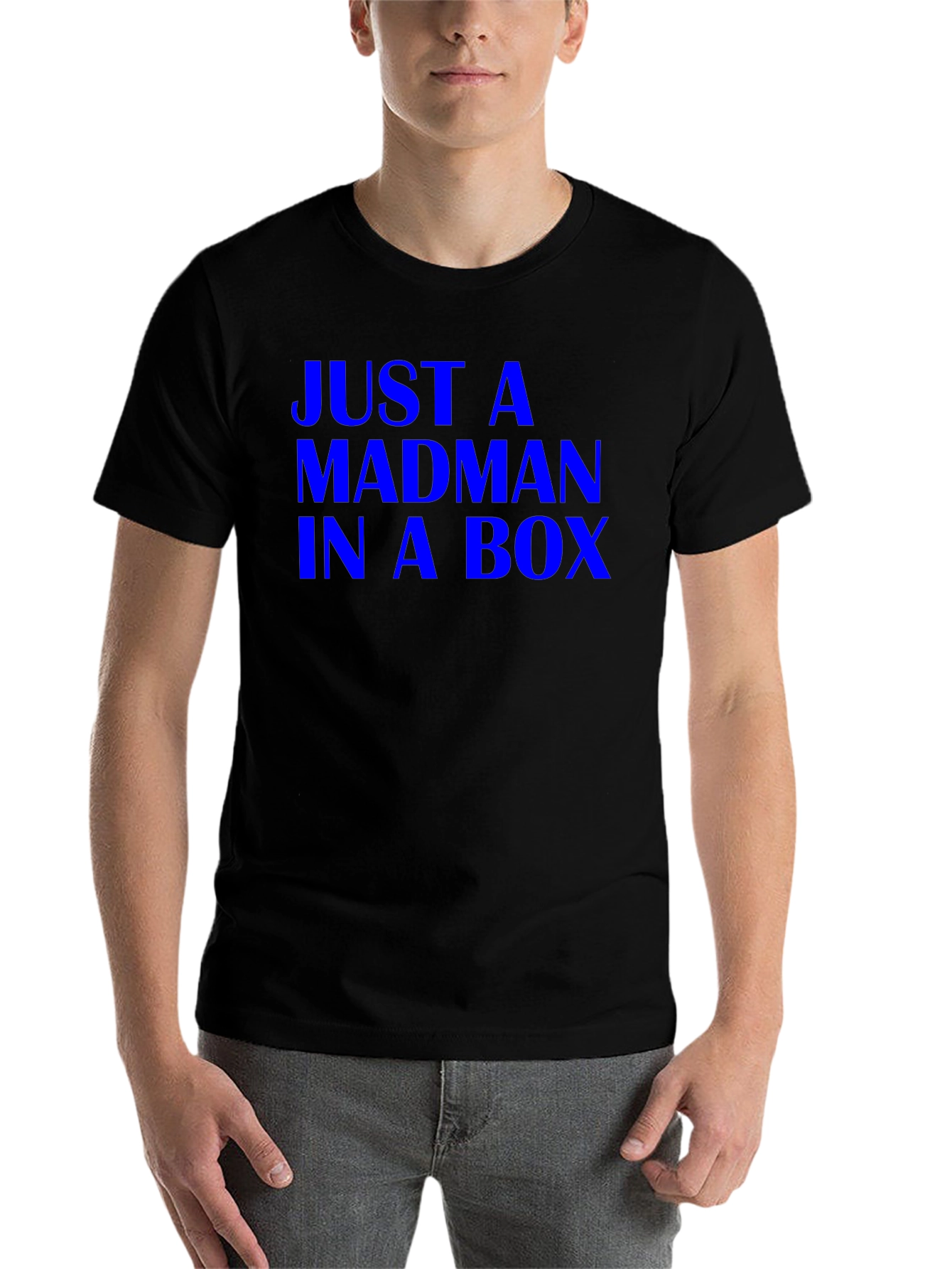 Black Just a Madman in a Box Tee - Black Cotton T-Shirt view 7