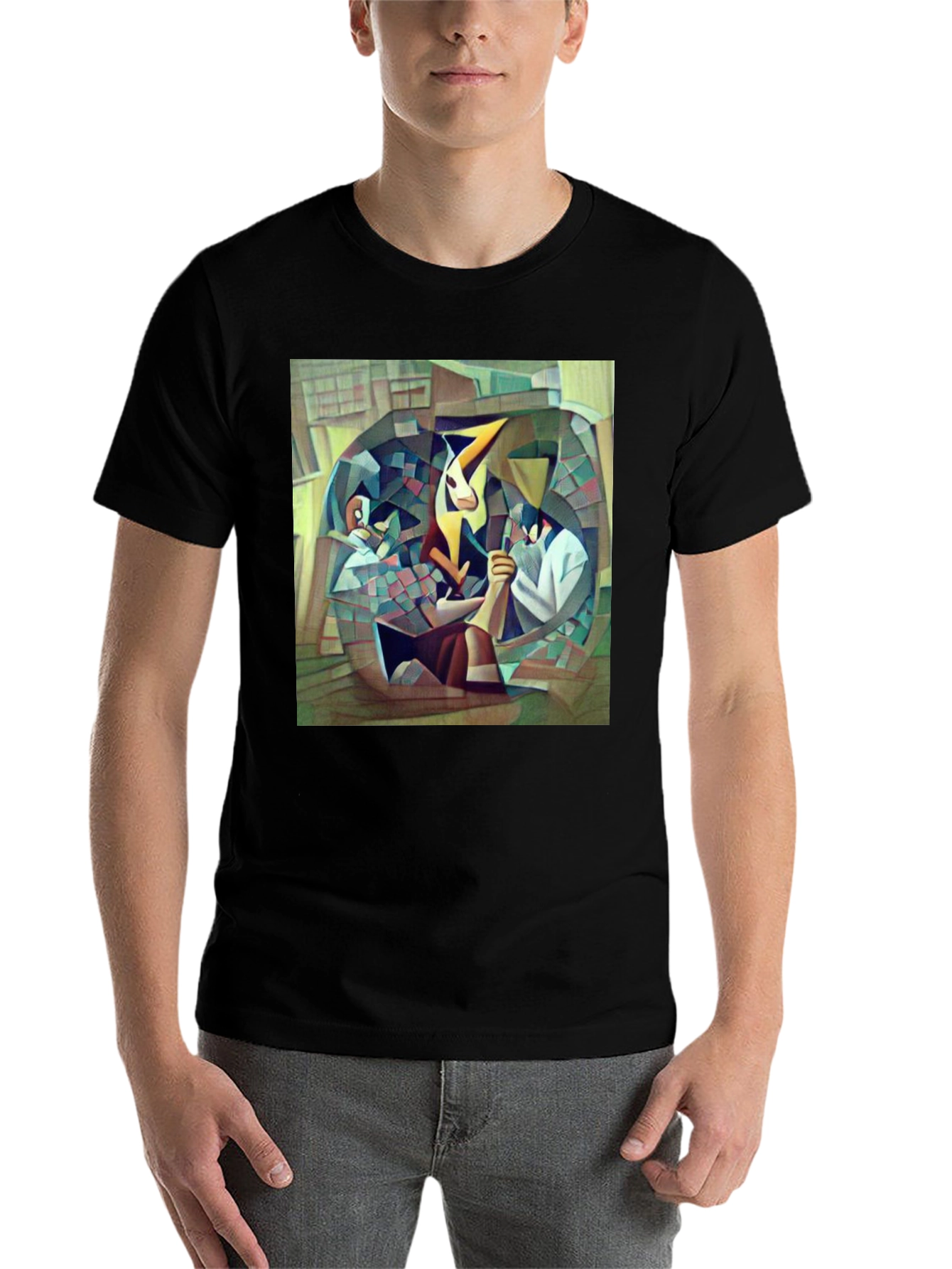 Black Abstract Art Graphic T-Shirt, Unique Design view 7