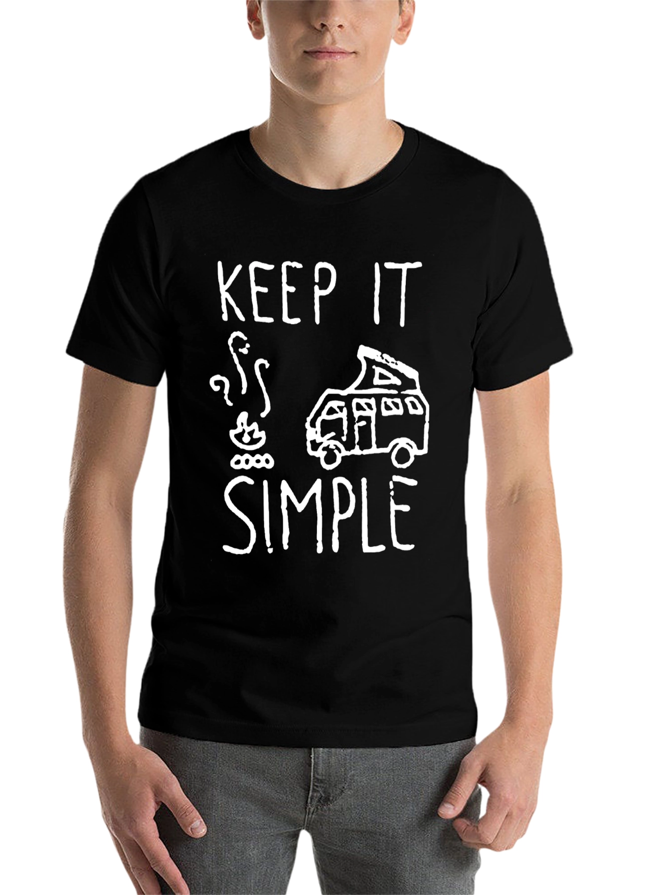 Black Keep It Simple Camper T-Shirt view 7