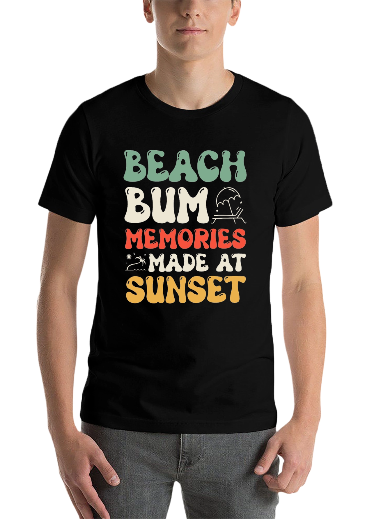 Black Beach Bum Sunset Memories T-Shirt view 7
