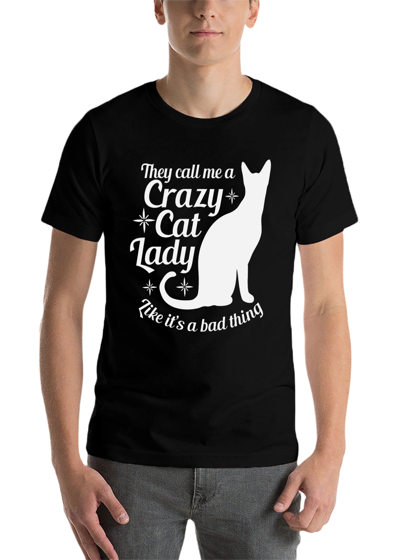 Black Crazy Cat Lady T-Shirt - Funny Cat Lover Tee view 7