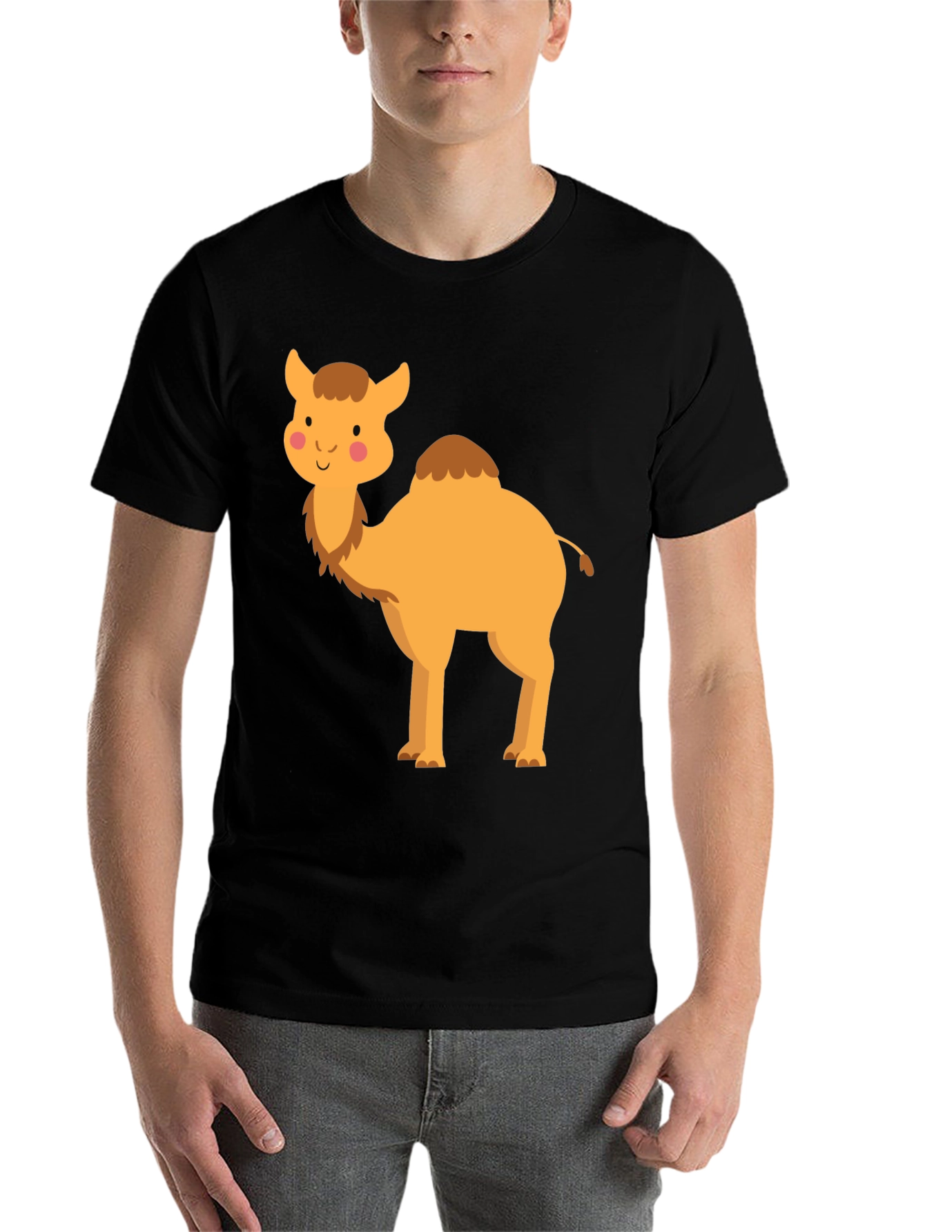 Black Cute Camel Graphic Tee - Unisex Black T-Shirt view 7