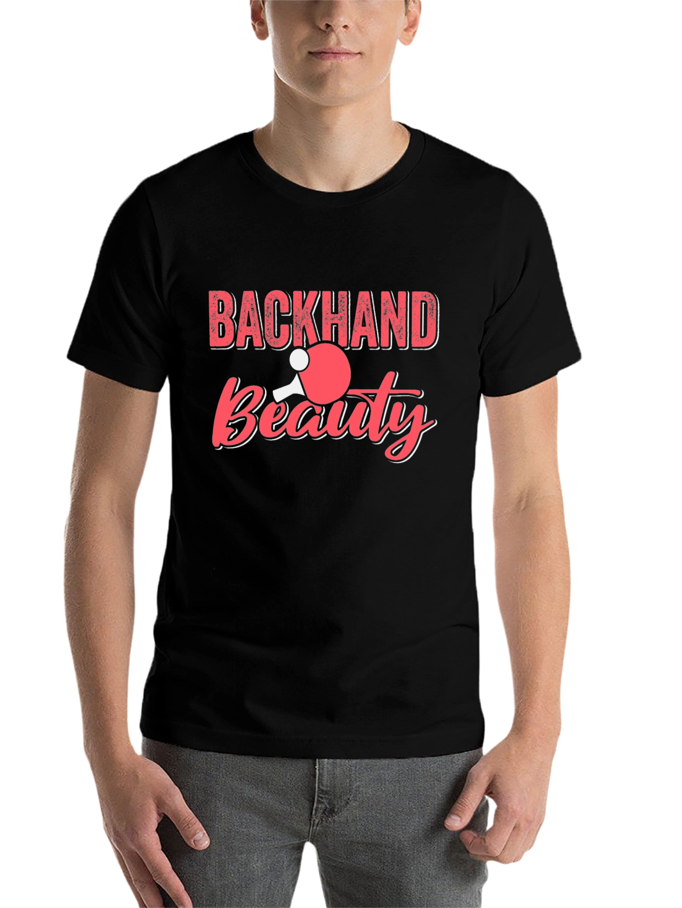 Black Backhand Beauty Table Tennis Graphic Tee view 7