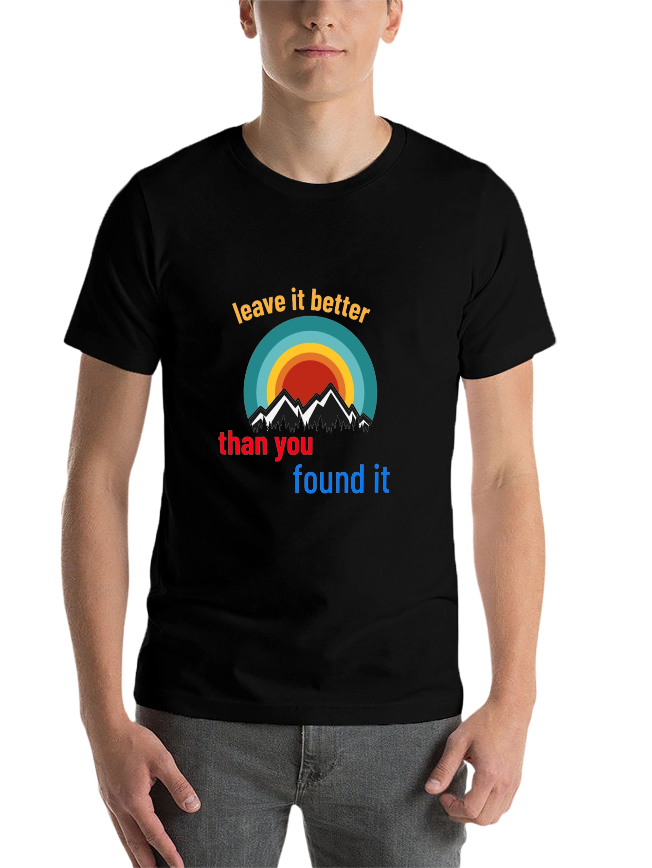Black Leave It Better T-Shirt - Nature Mountains Graphic view 7
