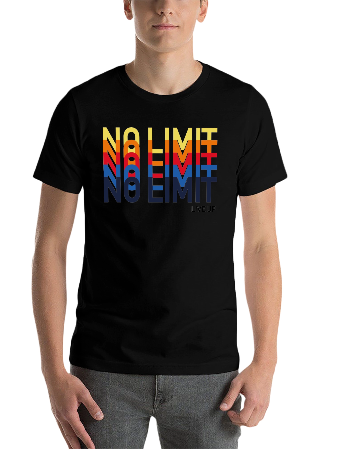 Black Retro "No Limit" Graphic Tee - Vintage Style Shirt view 7