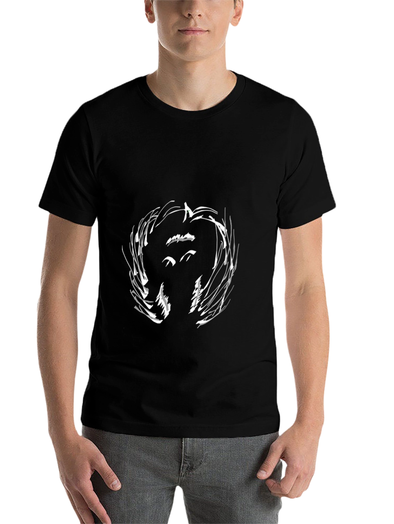 Black Abstract Face Black T-Shirt view 7