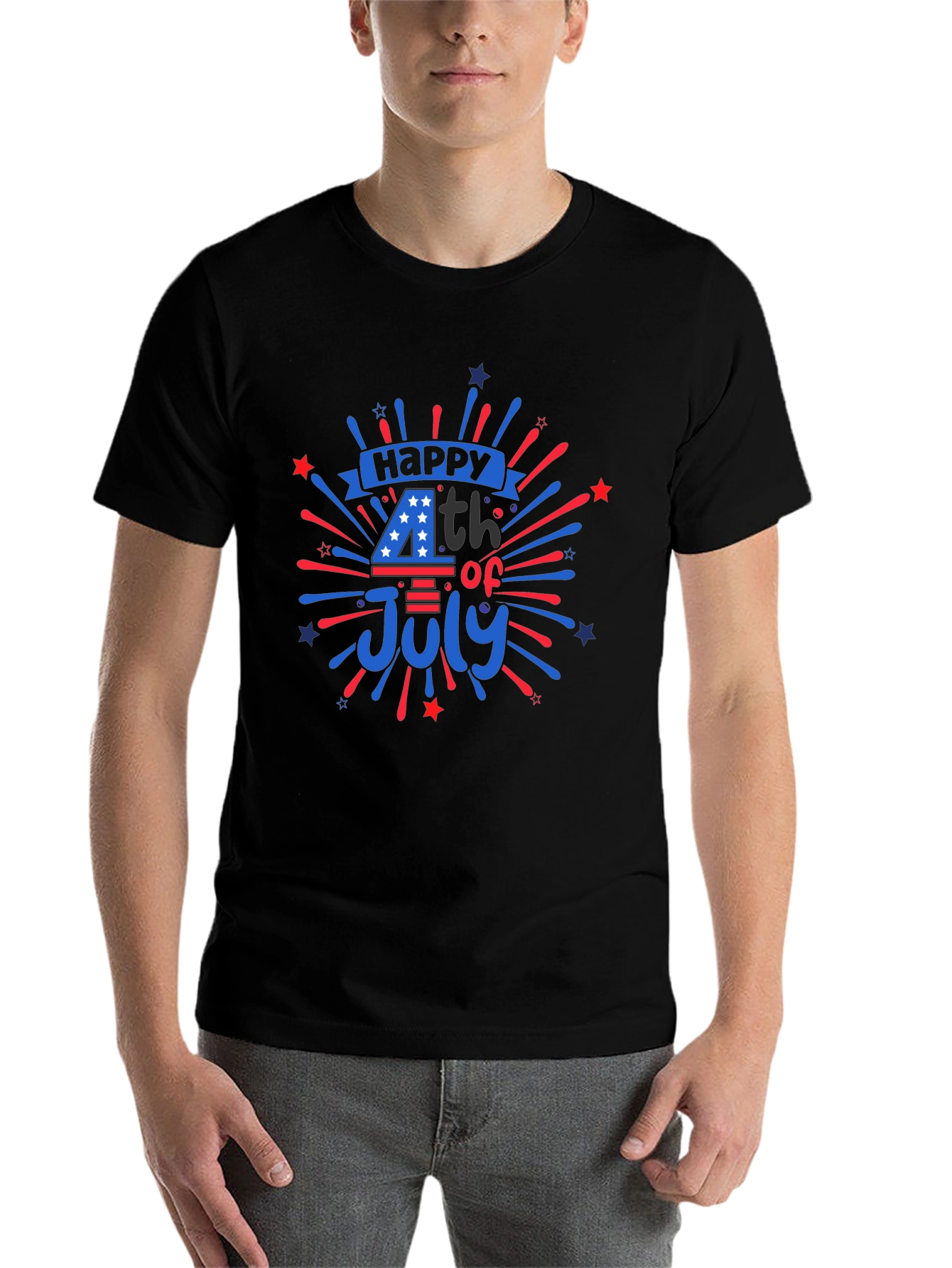 Black Happy 4th of July Graphic T-Shirt view 7