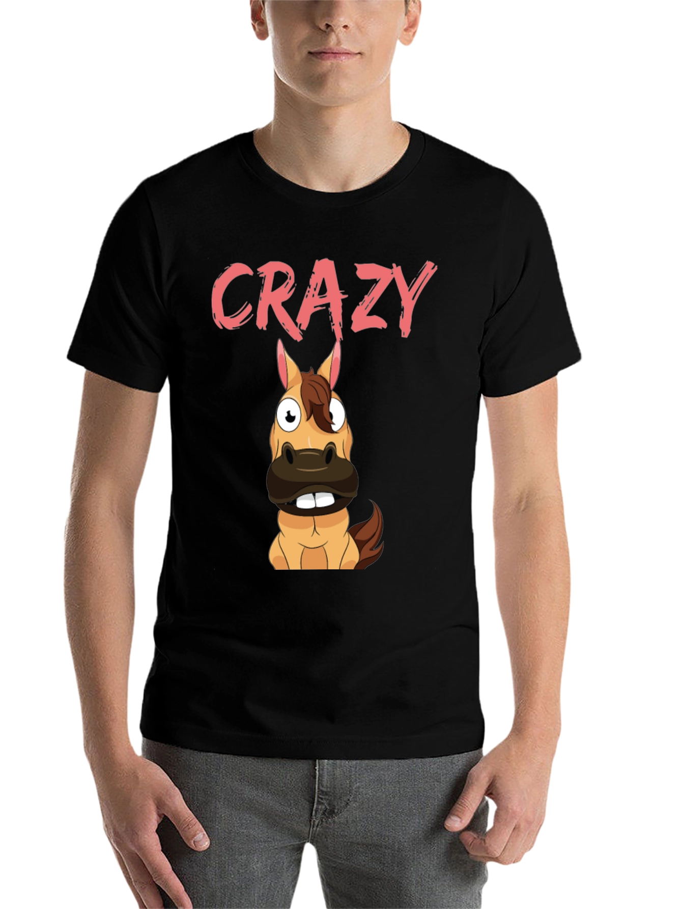 Black Crazy Horse Graphic Tee - Black Cotton Blend view 7