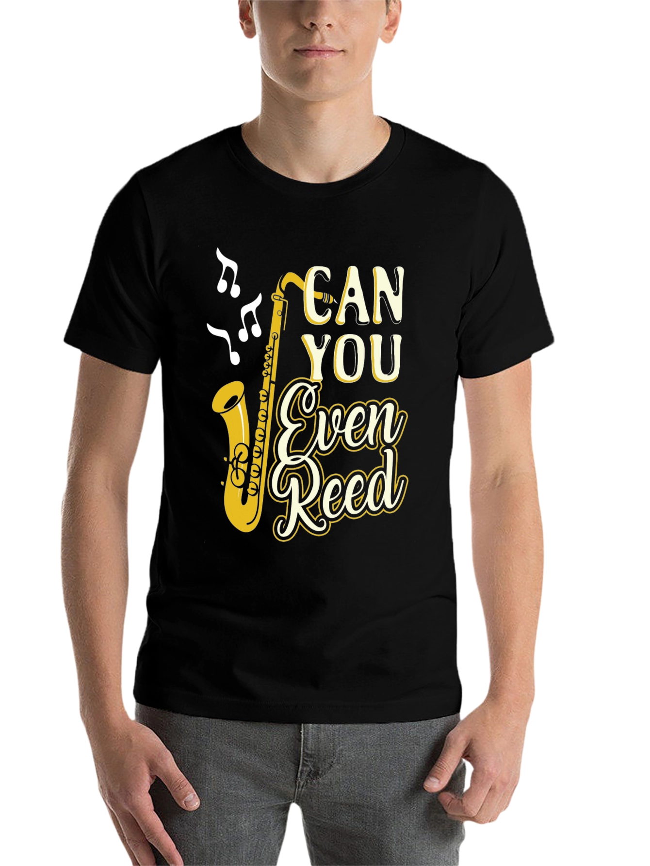 Black Can You Even Reed? Saxophone Music T-Shirt view 7