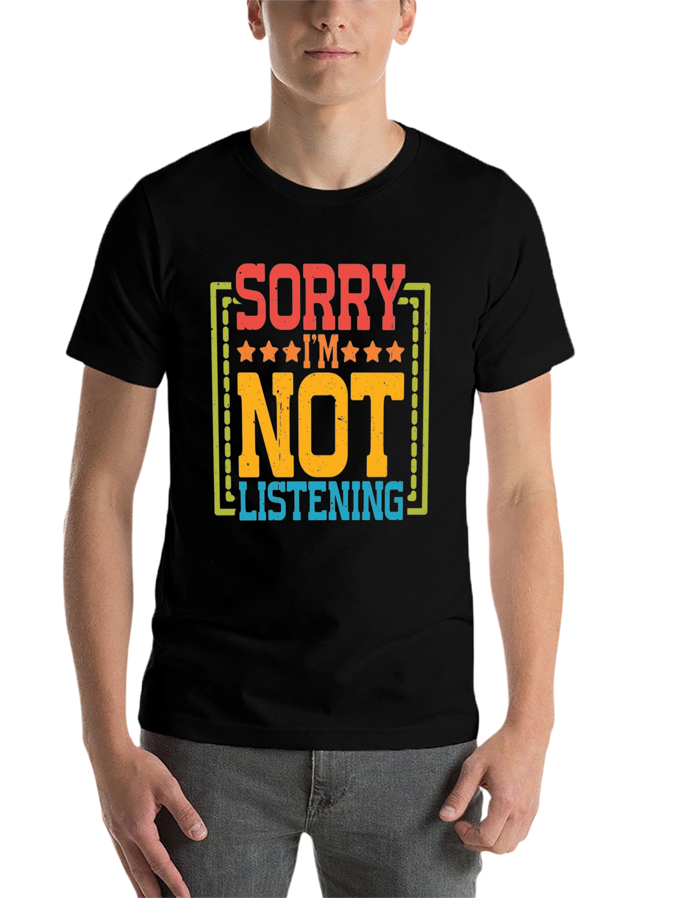 Black Sorry I'm Not Listening Graphic T-Shirt view 7
