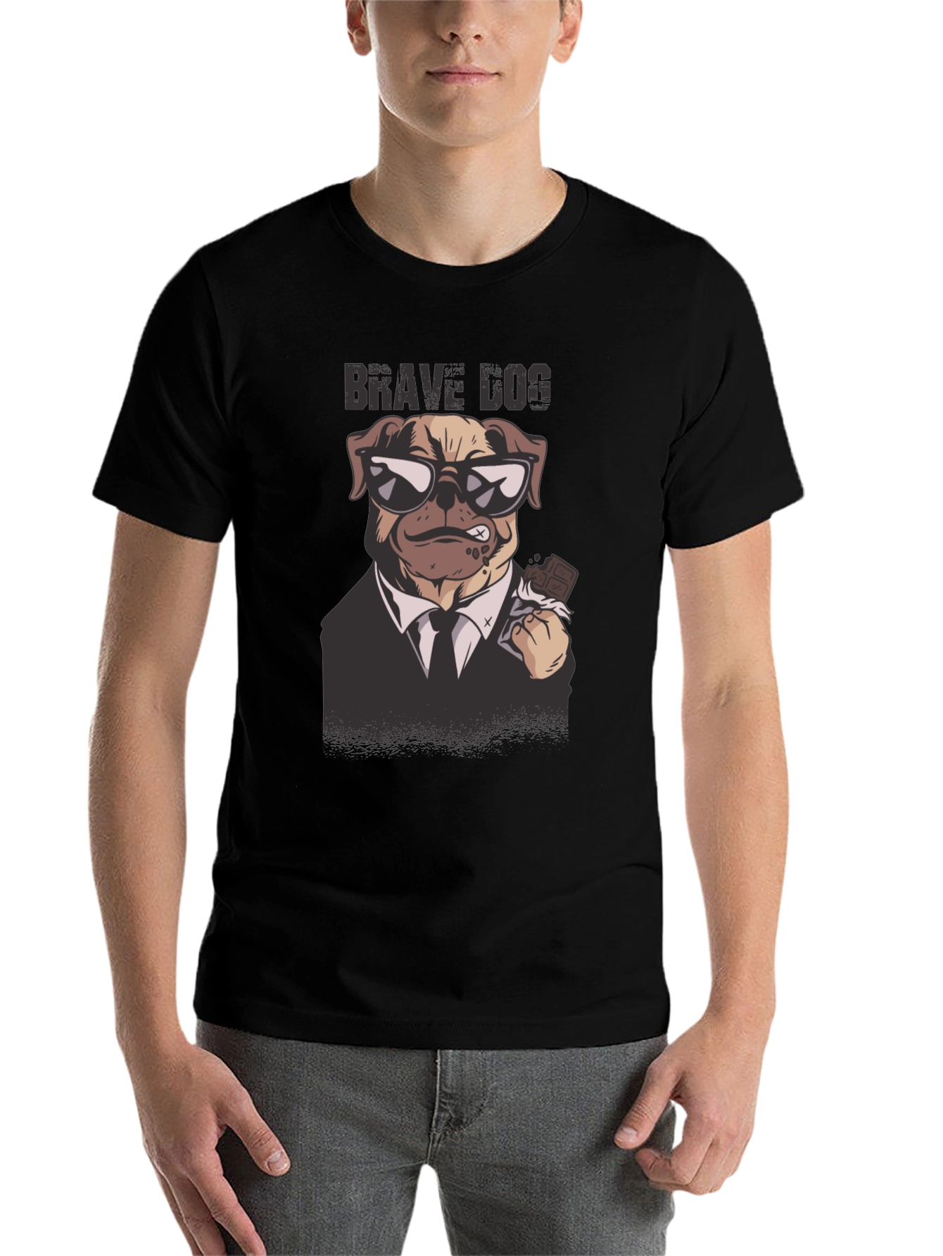 Black Brave Dog Graphic Tee - Cool Canine Design view 7